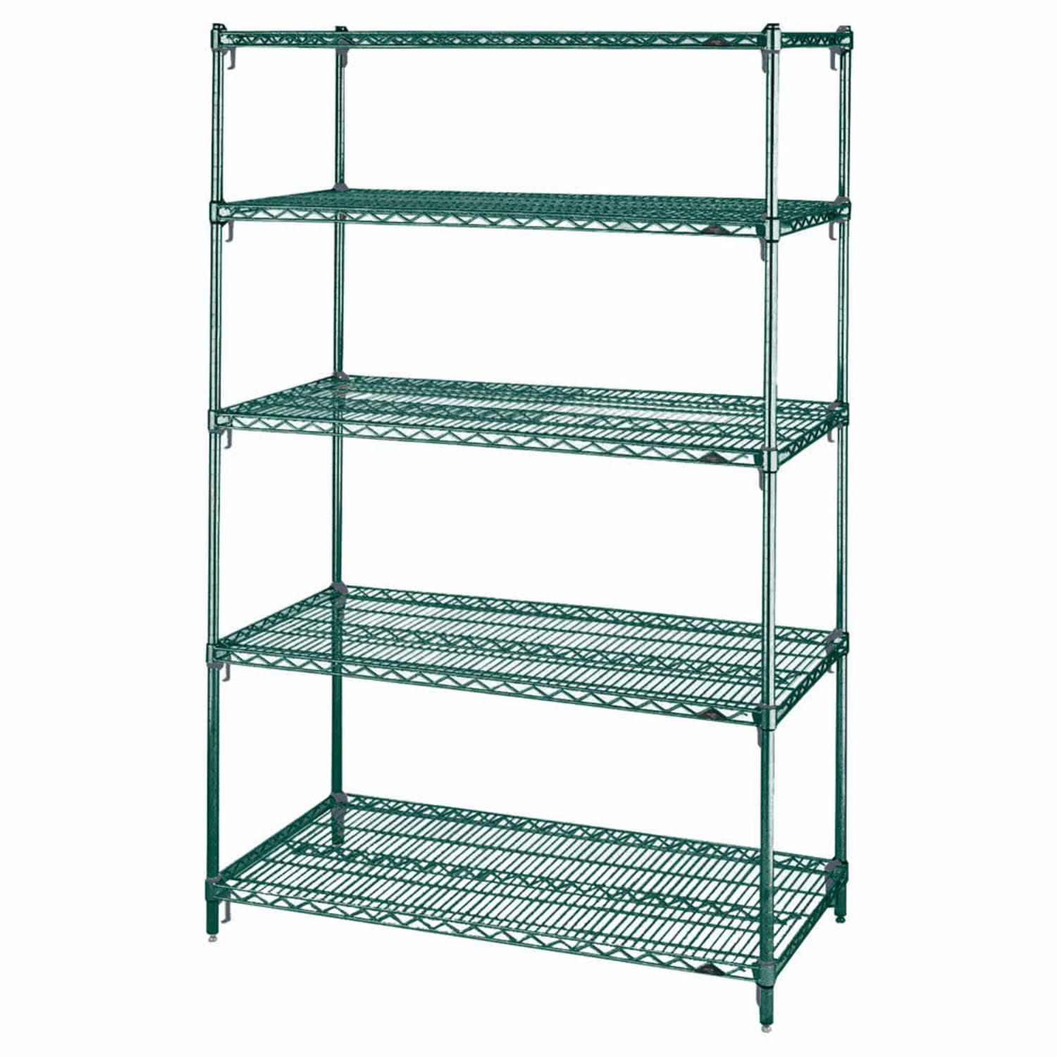 Metro 5A557K3 48 NSF 5-Tier Heavy-Duty Epoxy Coated Wire Shelving Unit - Super Erecta, 24W, 74H, Green
