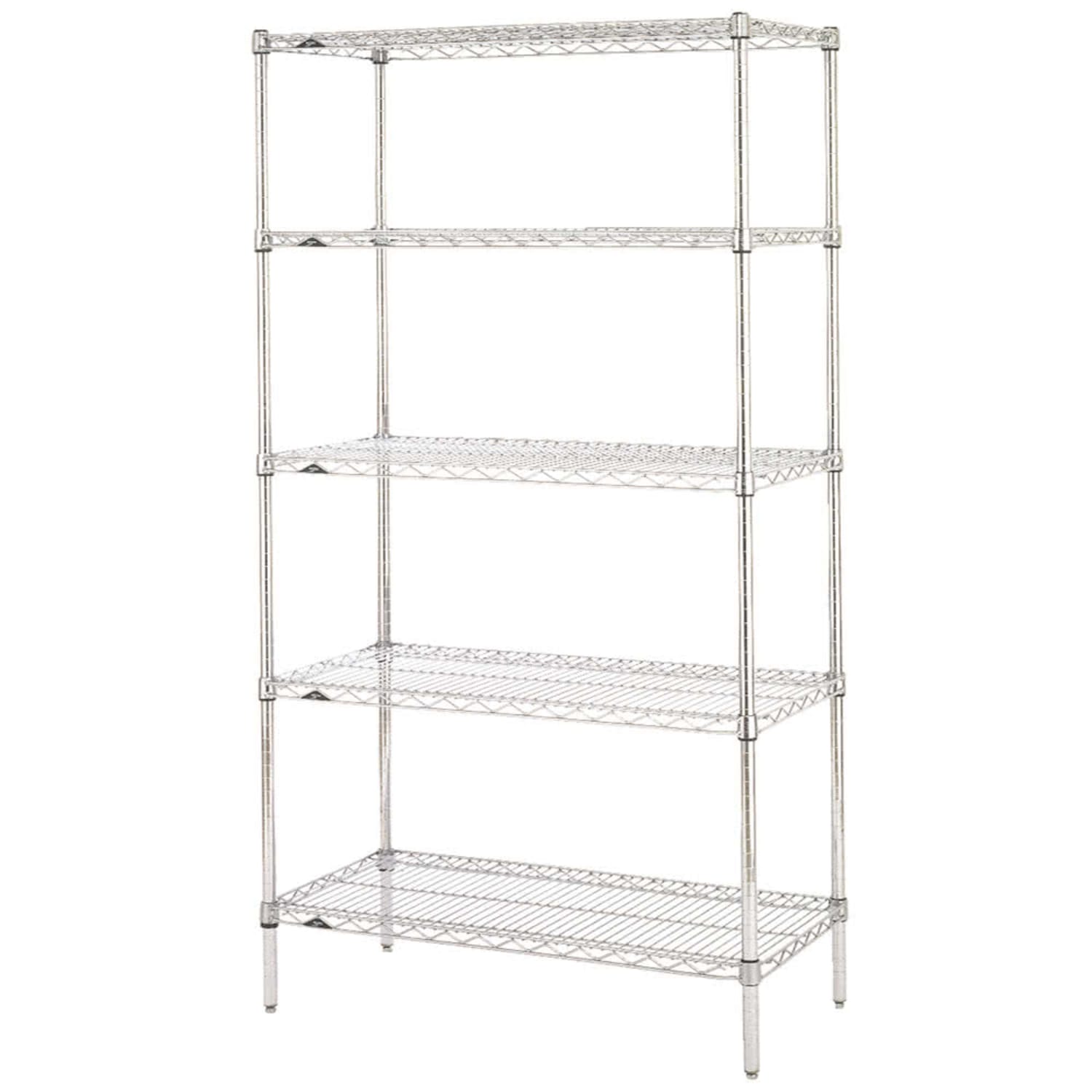 Metro 5N567C 60 NSF 5-Tier Heavy-Duty Chrome Wire Shelving Unit - Super Erecta, 24W, 74H, 5 Tiers, Chrome Plated, Silver