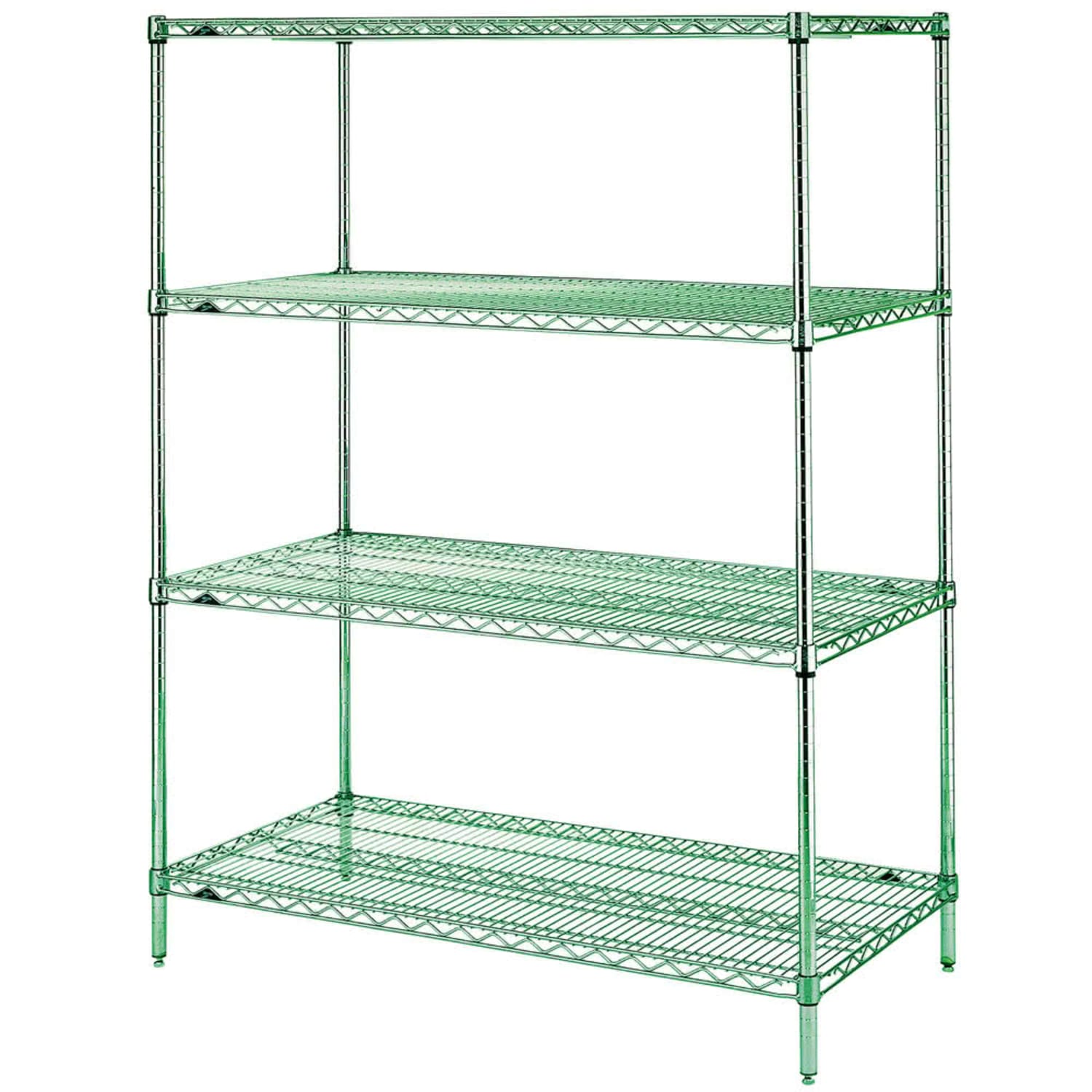 Metro EZ1848NK3-4 48 NSF 4-Tier Heavy-Duty Epoxy Coated Wire Shelving Unit - Super Erecta, 18W, 74H, 48"" x 18"" x 74"", Green Epoxy