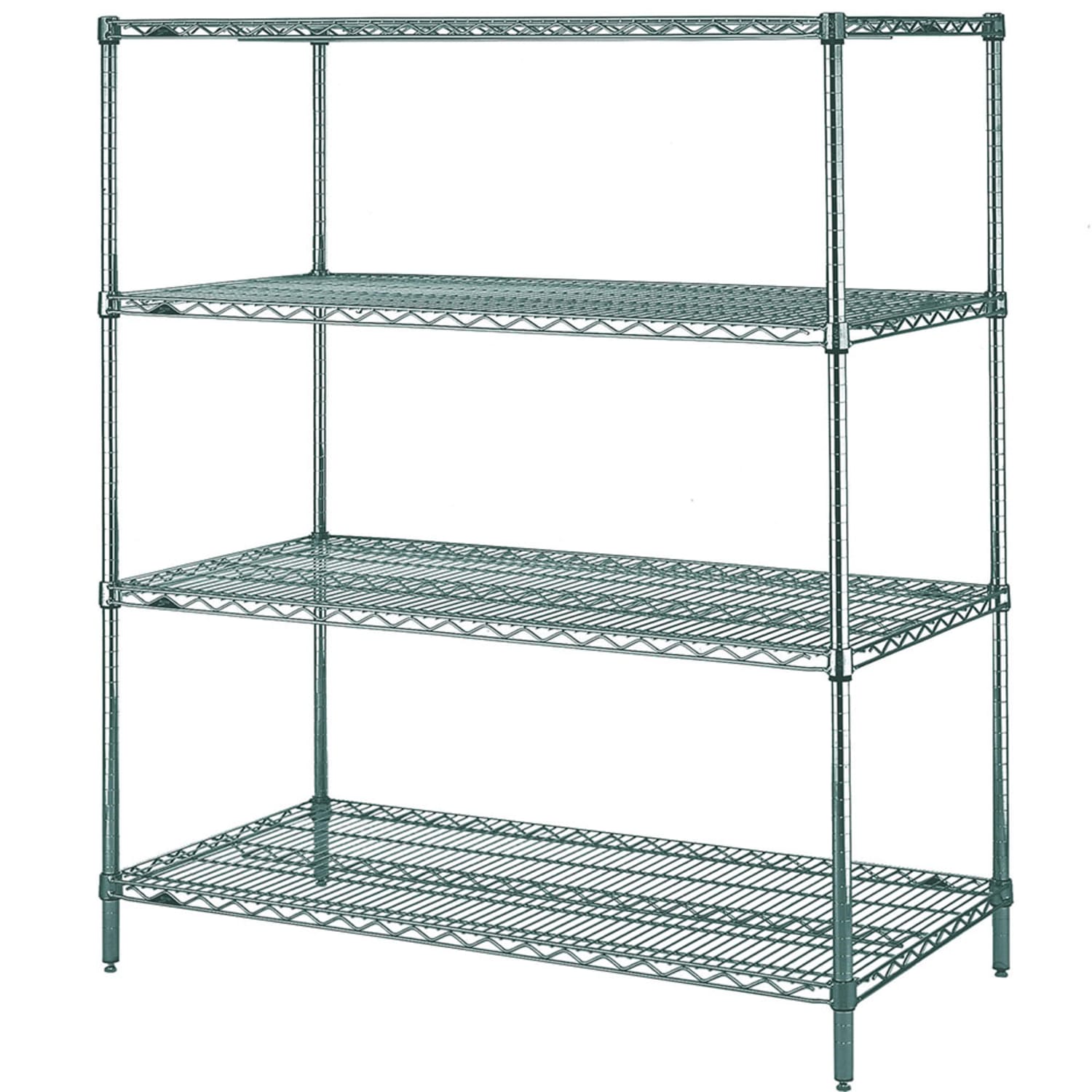 Metro N566K3 60 NSF 4-Tier Heavy-Duty Epoxy Coated Wire Shelving Unit - Super Erecta, 24W, 63H, 4 Tiers, Green Epoxy