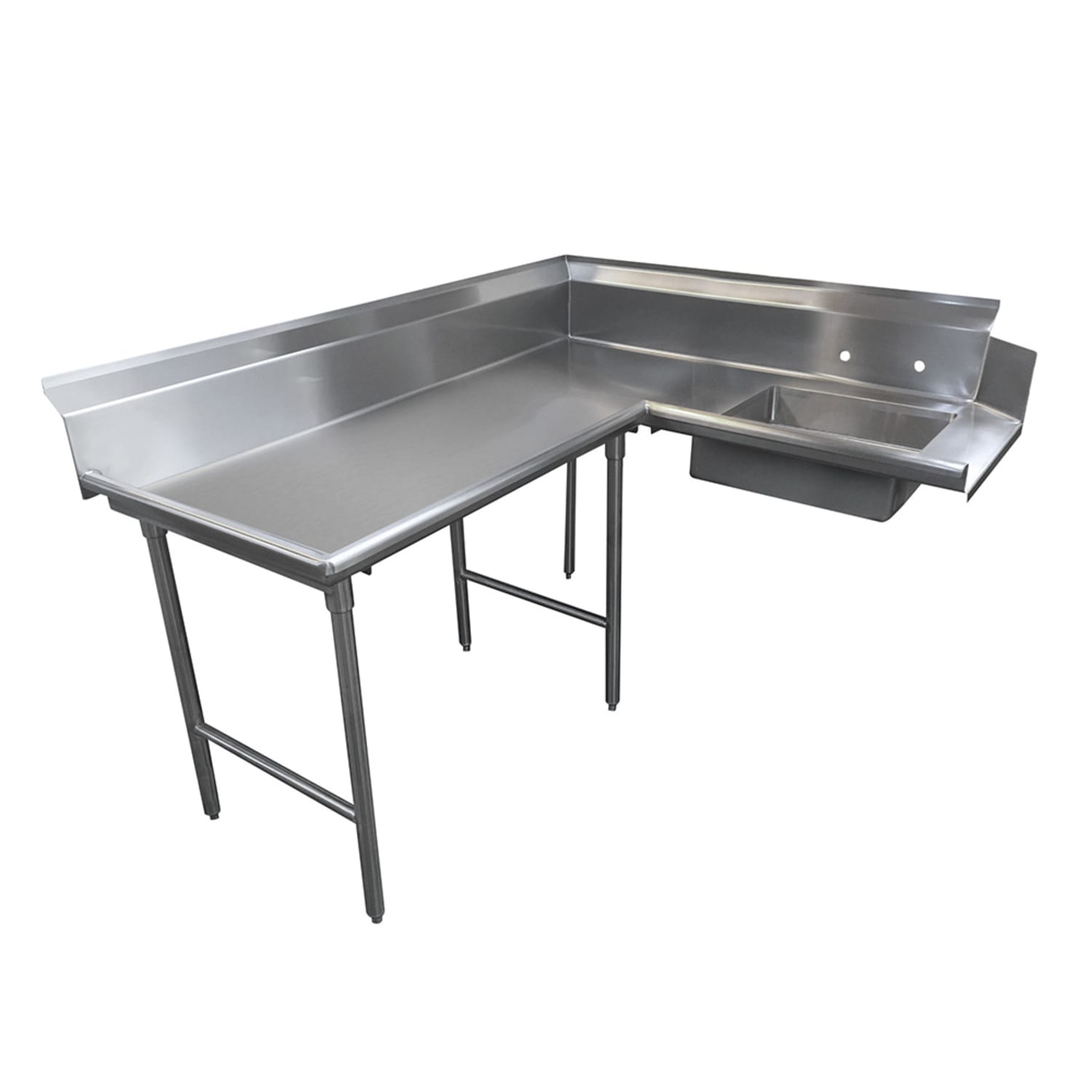 Advance Tabco DTS-K70-48L 48 L Shaped Dish Table w/ 1 Sink - Left to Right, 20 x 20 x 5 Sink Bowl, Stainless Steel