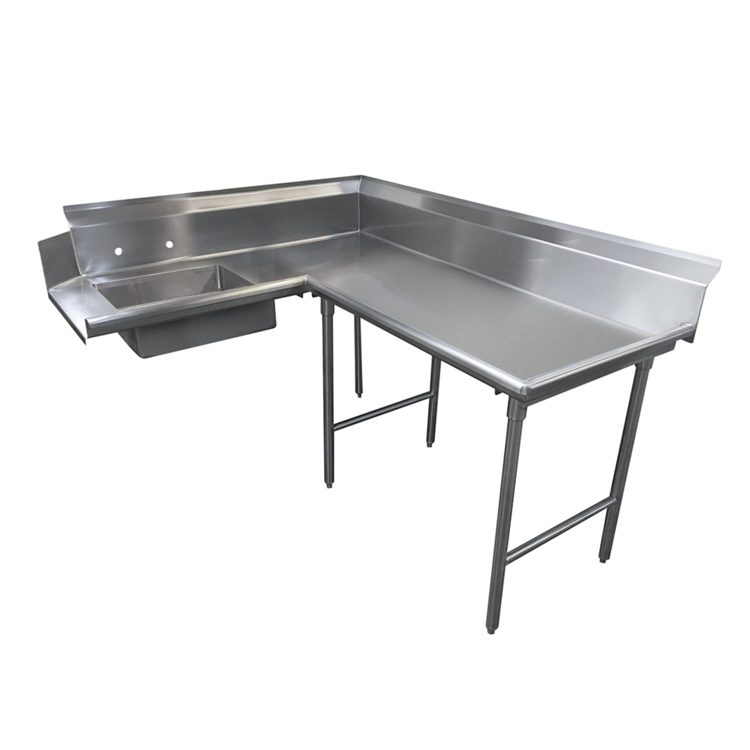 Advance Tabco DTS-K70-48R 48 L Shaped Dish Table w/ 1 Sink - Right to Left, 20 x 20 x 5 Sink Bowl, Stainless Steel