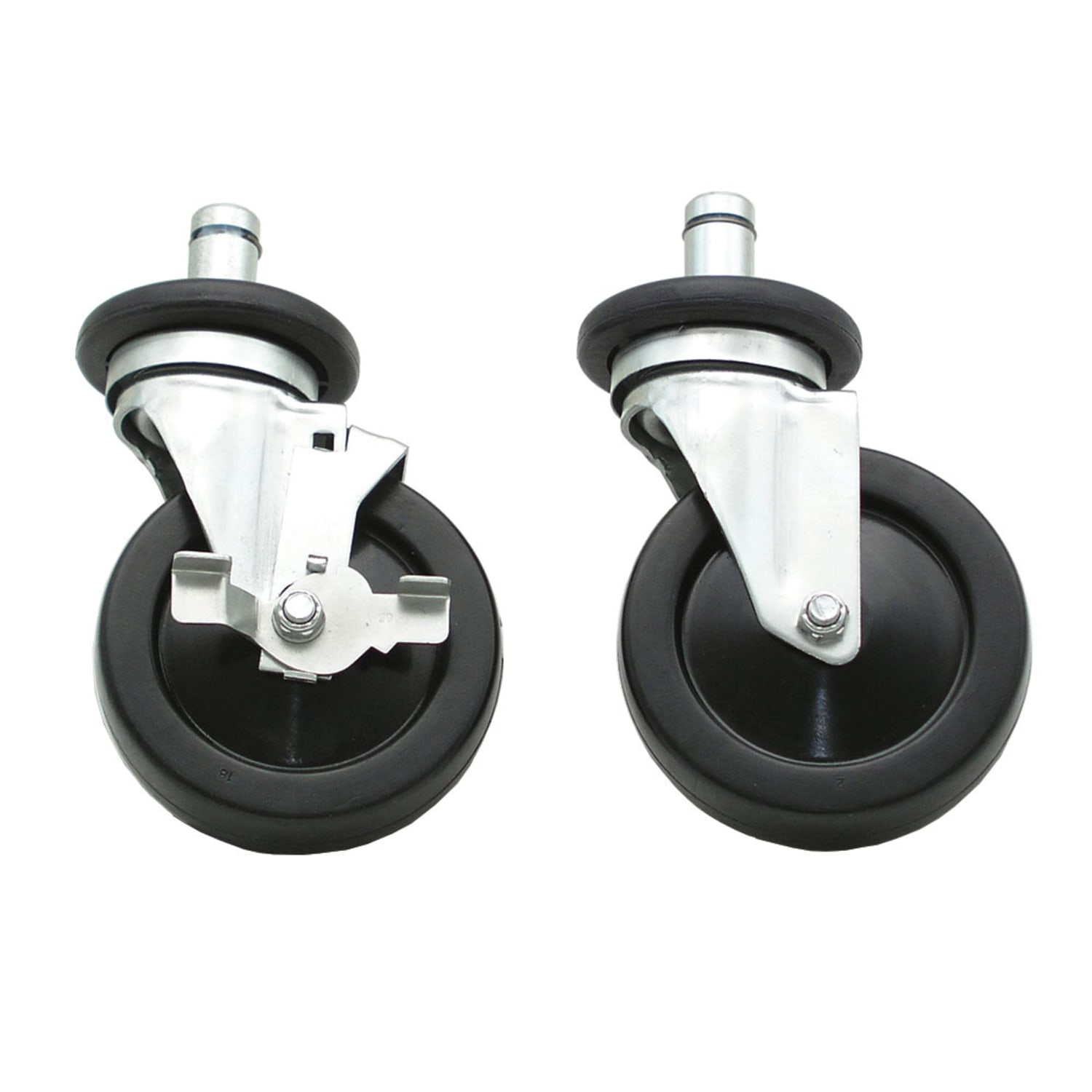 Advance Tabco EC-25 5 Stem Caster Set - 2 Brakes, 4 Doughnut Bumpers, Rubber, Swivel