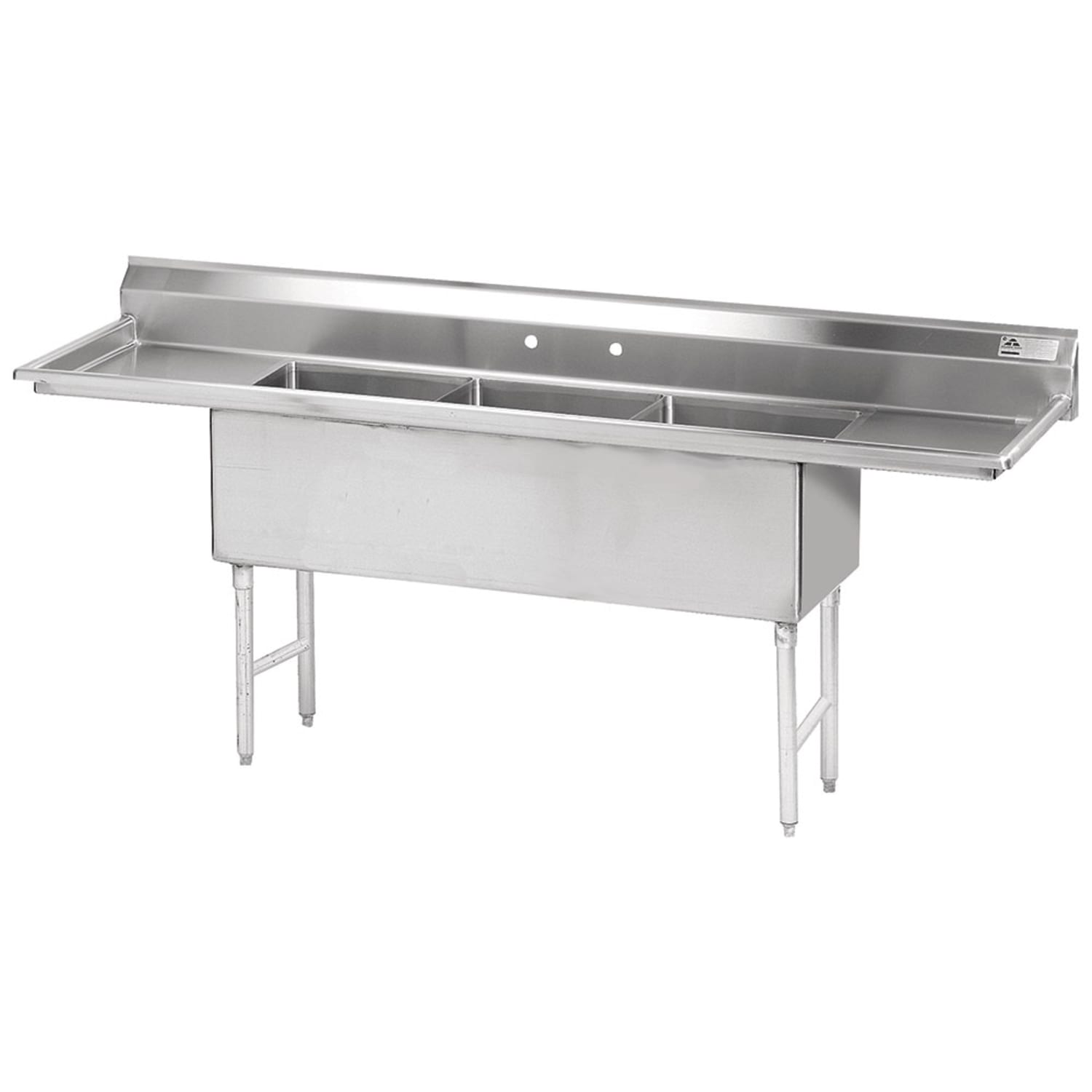 Advance Tabco FS-3-2424-24RL 120 3 Compartment Sink w/ 24L x 24W Bowl, 14 Deep, 24"" Drainboards, Stainless Steel