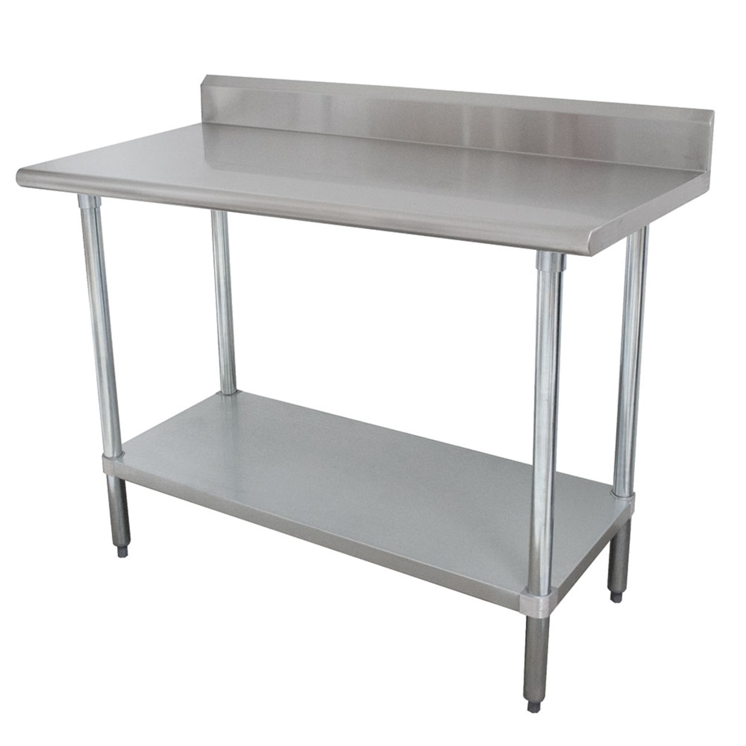 Advance Tabco KLAG-302-X 24 16 ga Work Table w/ Undershelf & 430 Series Stainless Steel Top, 5 Backsplash, Galvanized Undershelf, 5"" Backsplash