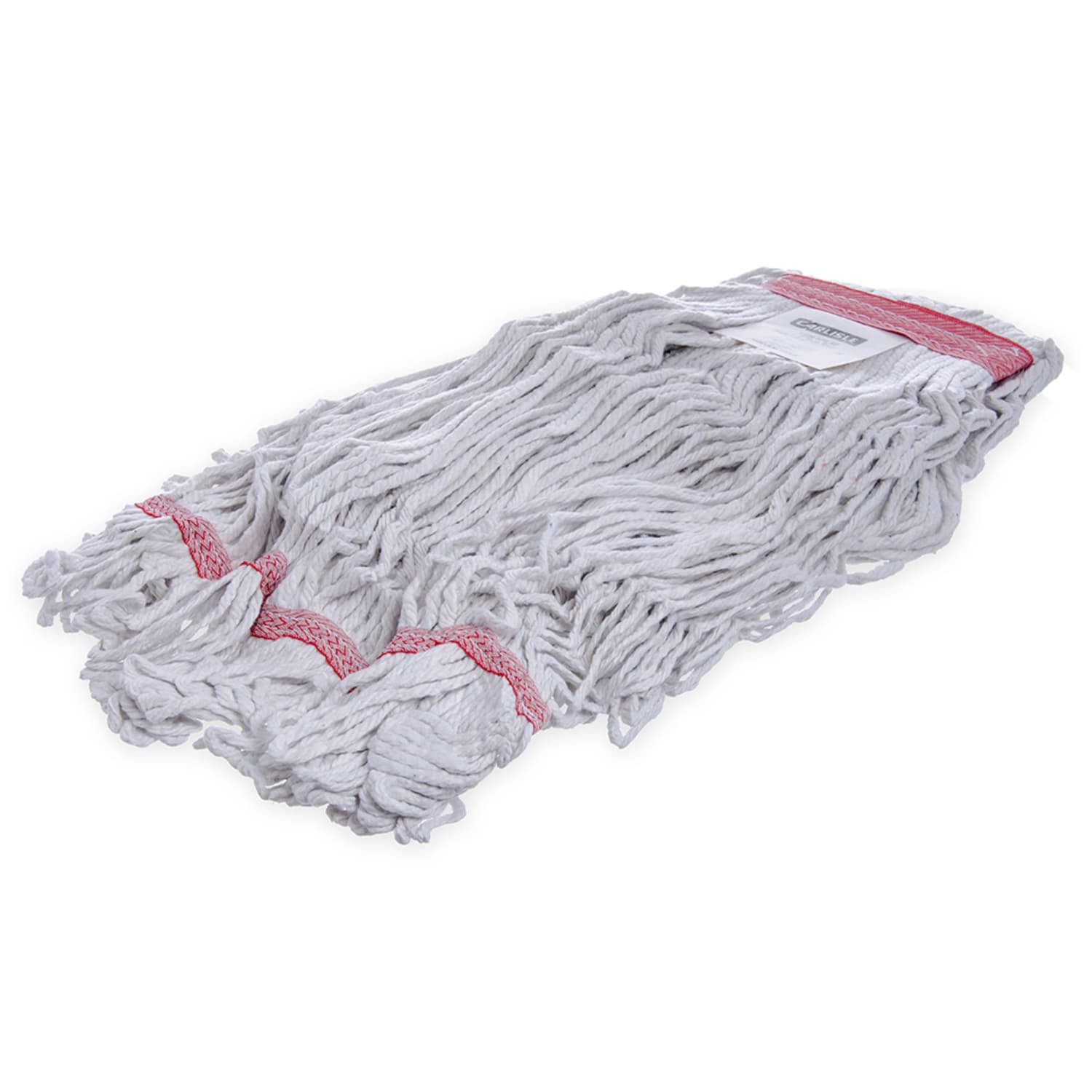 Carlisle 369425B00 Wet Mop Head - Looped-End, 4 Ply Synthetic/Cotton Yarn Blend, White/Red, White and Red, Synthetic Cotton Blend