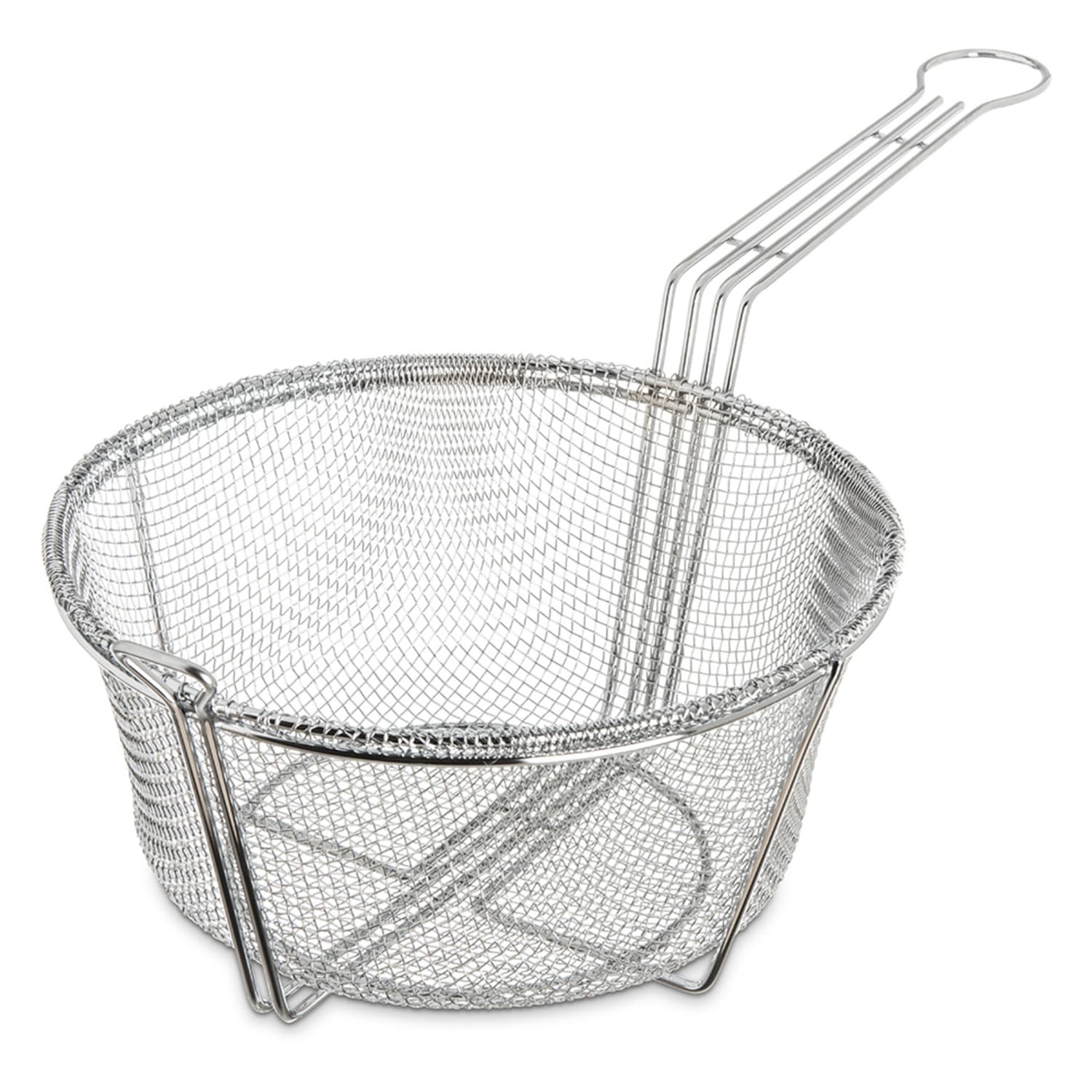 Carlisle 601001 Fryer Basket w/ Uncoated Handle & Front Hook, 9 3/4 Round x 5, Chrome