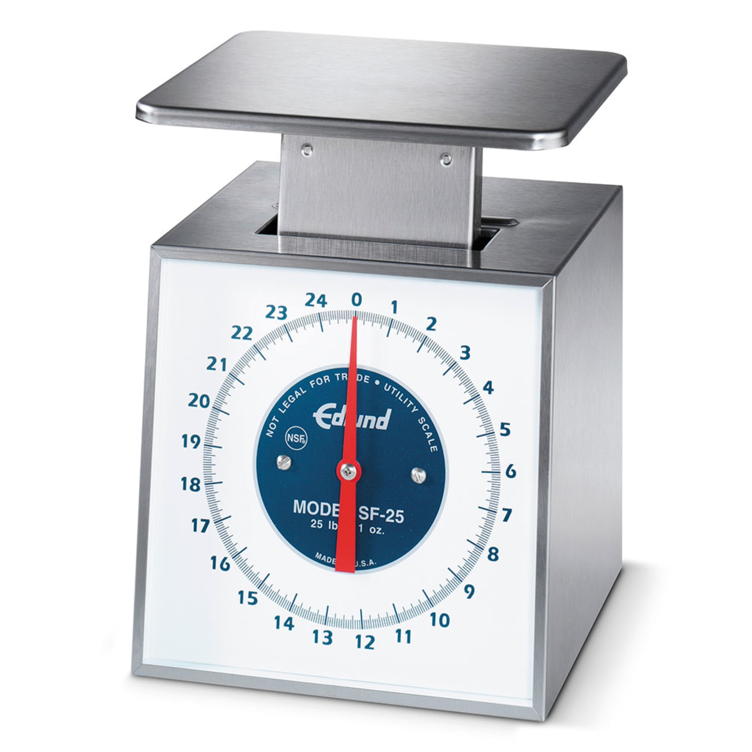 Edlund SF-25 Top Loading Fixed Dial Vertical Face Scale, 25 lbs x 4 oz, Stainless Steel