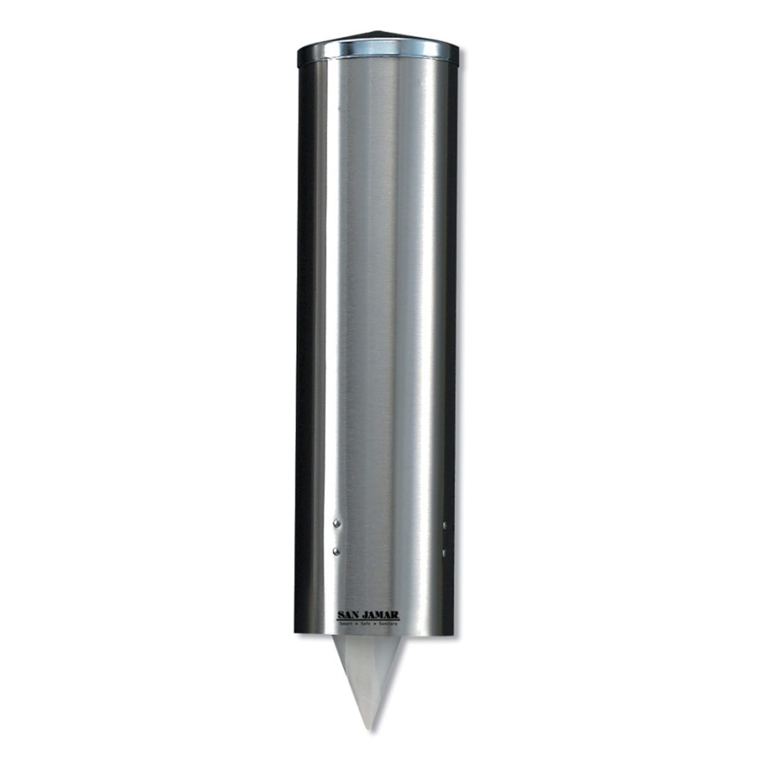 San Jamar C3450SS Cup Dispenser, Surface Mount, Cone & Paper Cups, Silver