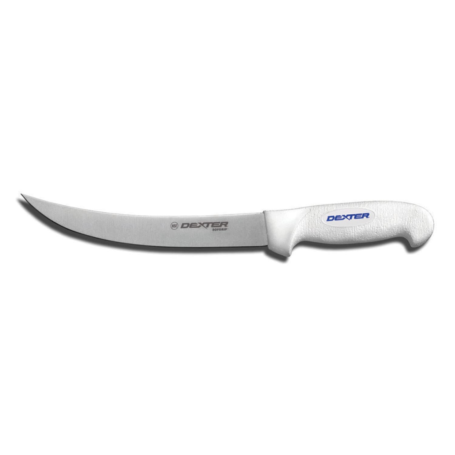 Dexter Russell SG132N-8 8 Cimeter Steak Knife w/ Soft White Rubber Handle, Carbon Steel, 8"" High-Carbon Steel Blade
