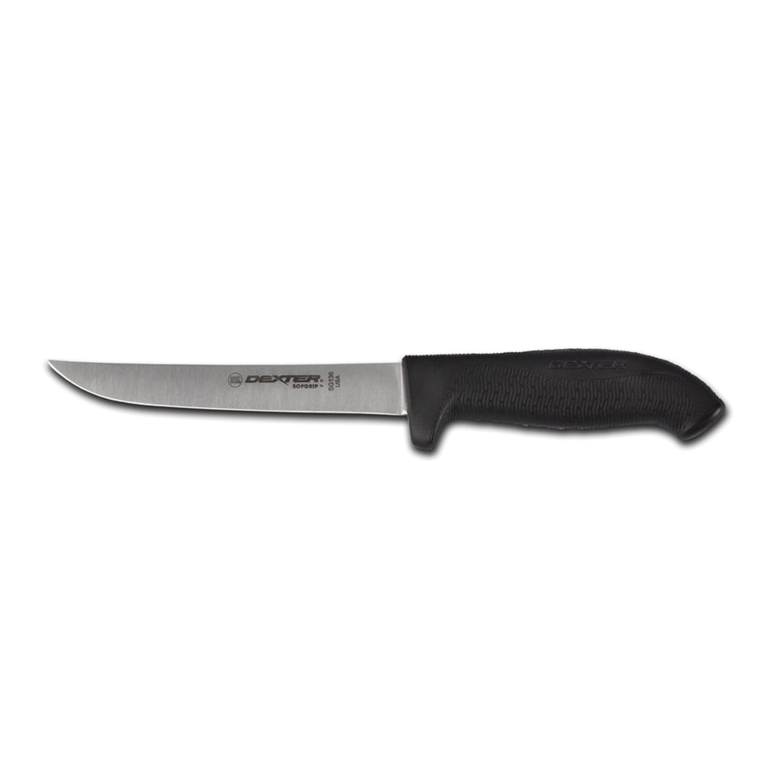 Dexter Russell SG136B-PCP 6 Boning Knife w/ Soft Black Rubber Handle, Carbon Steel, 6"" Blade