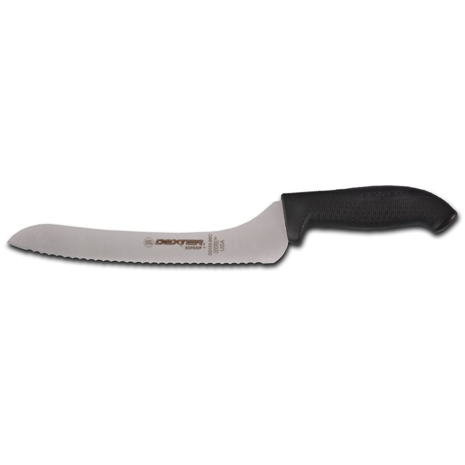 Dexter Russell SG163-9SCB-PCP 9 Sandwich Knife w/ Soft Black Rubber Handle, Carbon Steel, Scalloped, 9""