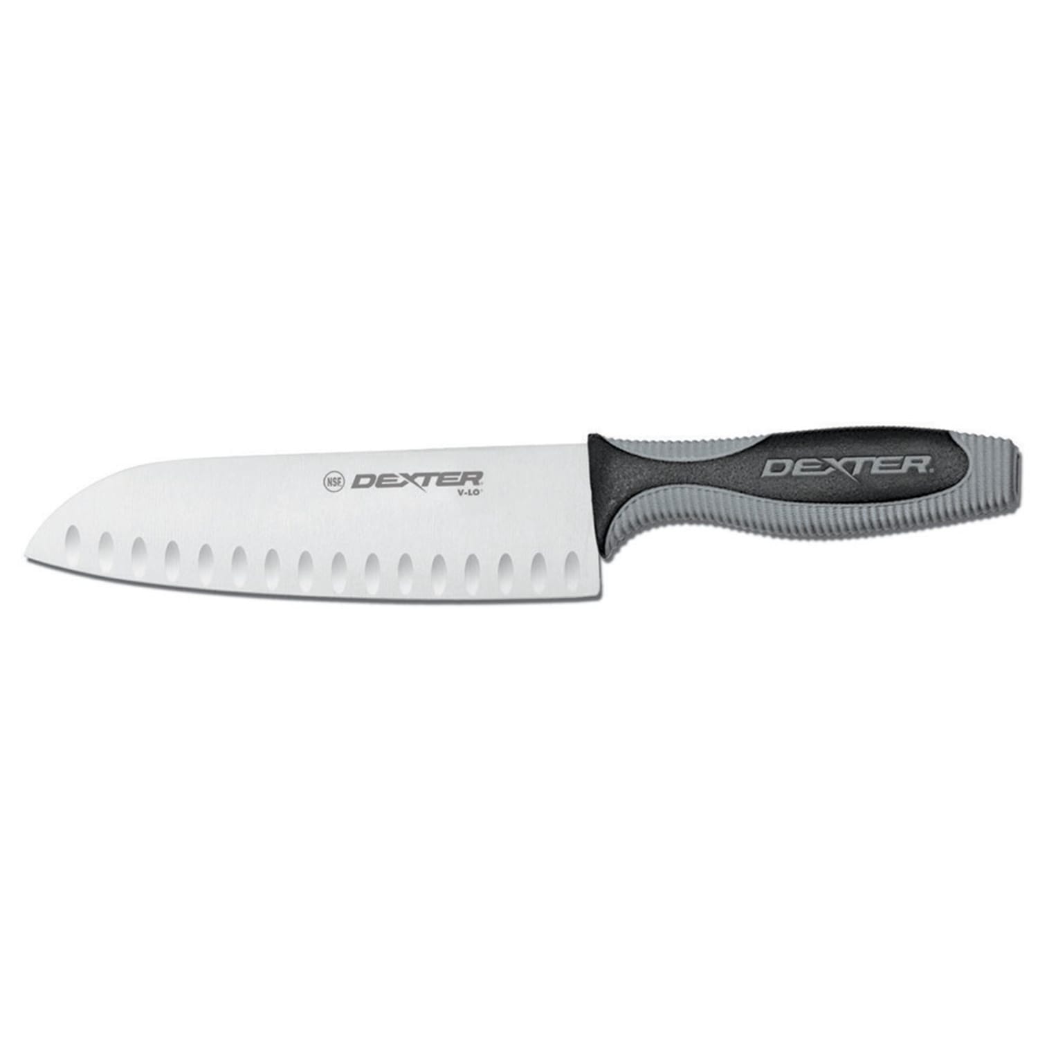 Dexter Russell V144-7GE-PCP 7 Santoku Chef's Knife w/ Soft Rubber Handle, Carbon Steel, High-Carbon Steel Blade, 7""