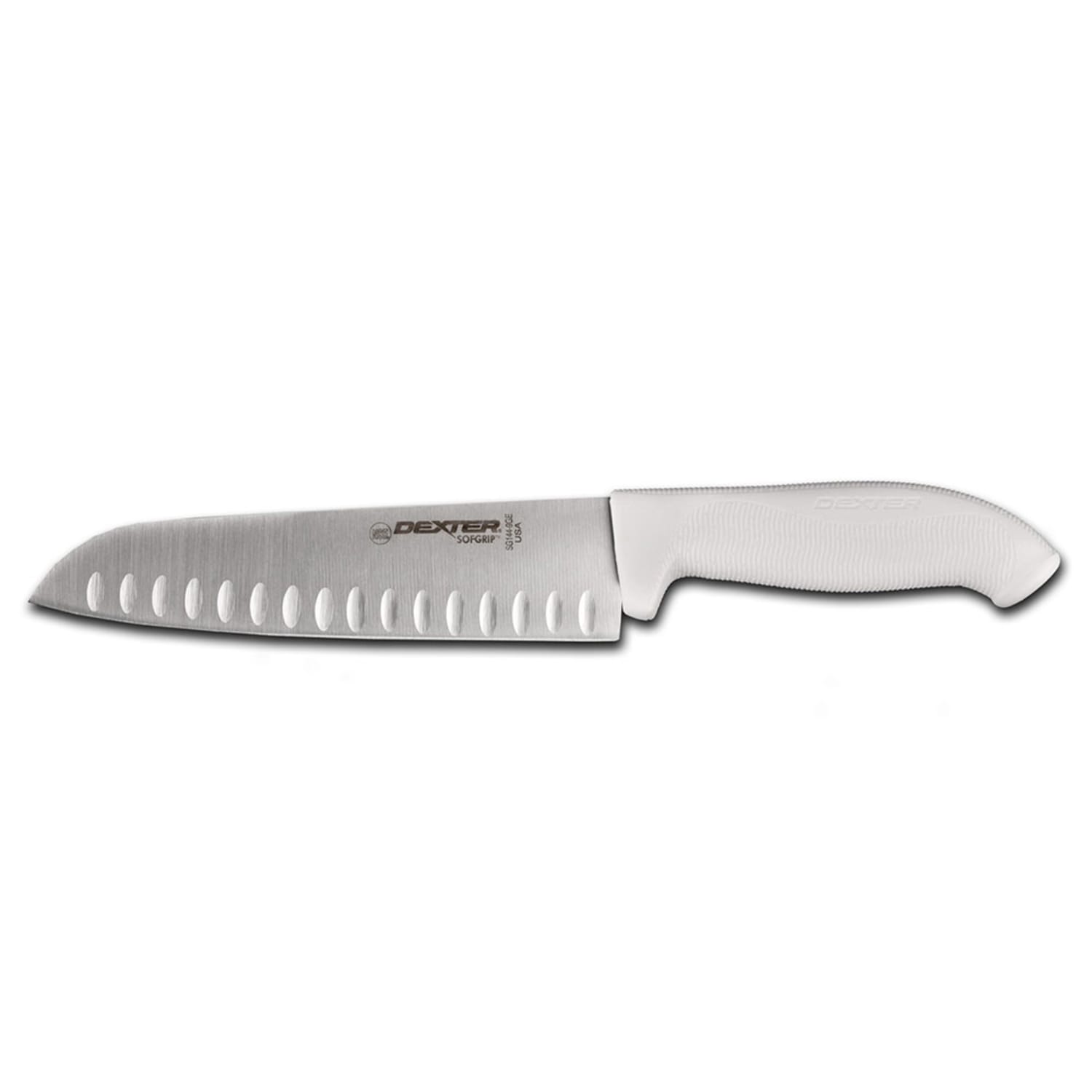 Dexter Russell SG144-9GE-PCP 9 Santoku Knife w/ High Carbon Steel Blade & White Rubber Handle