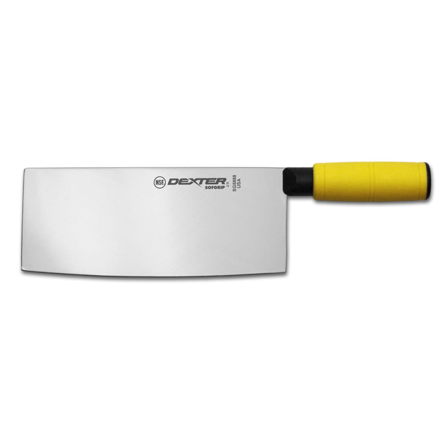 Dexter Russell SG5888Y-PCP 8 Chinese Chef's/Cook's Knife w/ Yellow Rubber Handle, High Carbon Steel
