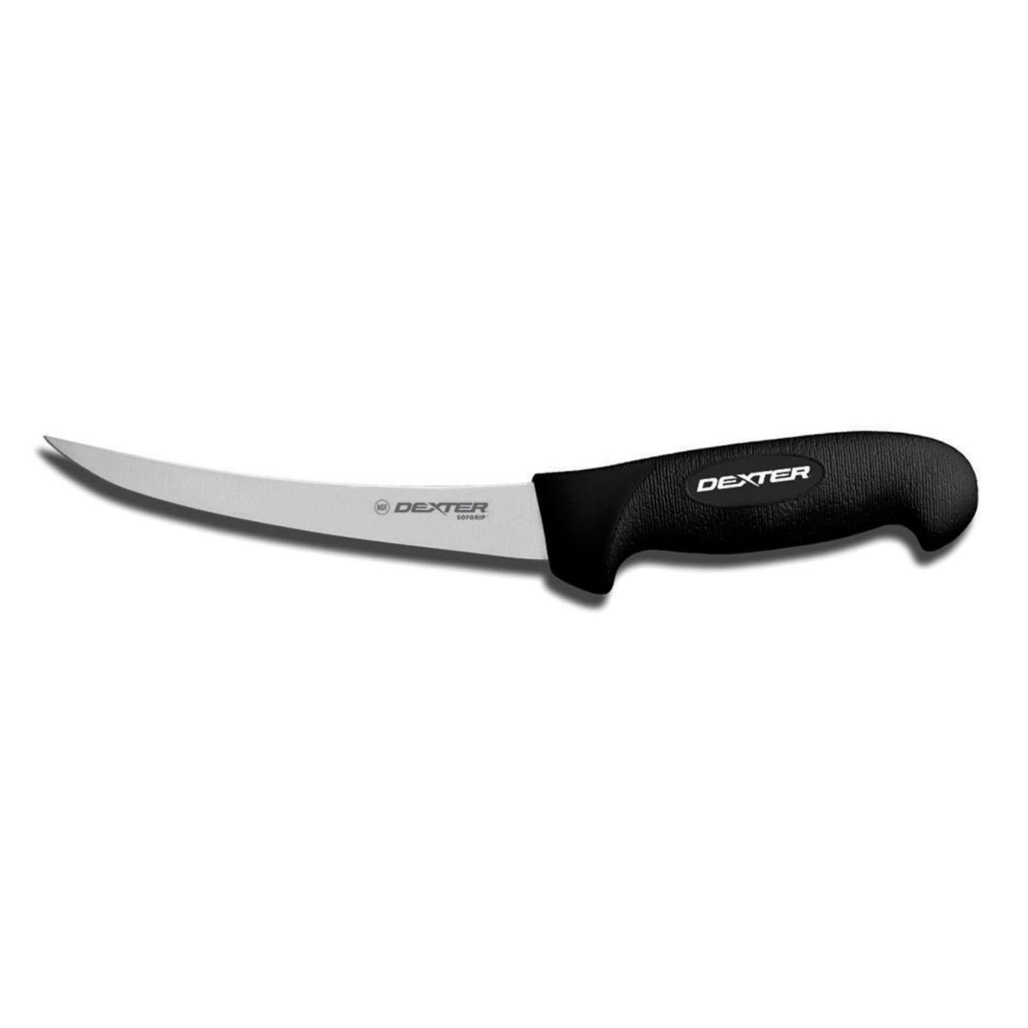 Dexter Russell SG131-6B-PCP 6 Narrow Stiff Boning Knife w/ Soft Black Rubber Handle, Carbon Steel, 6"" Narrow Curved Blade