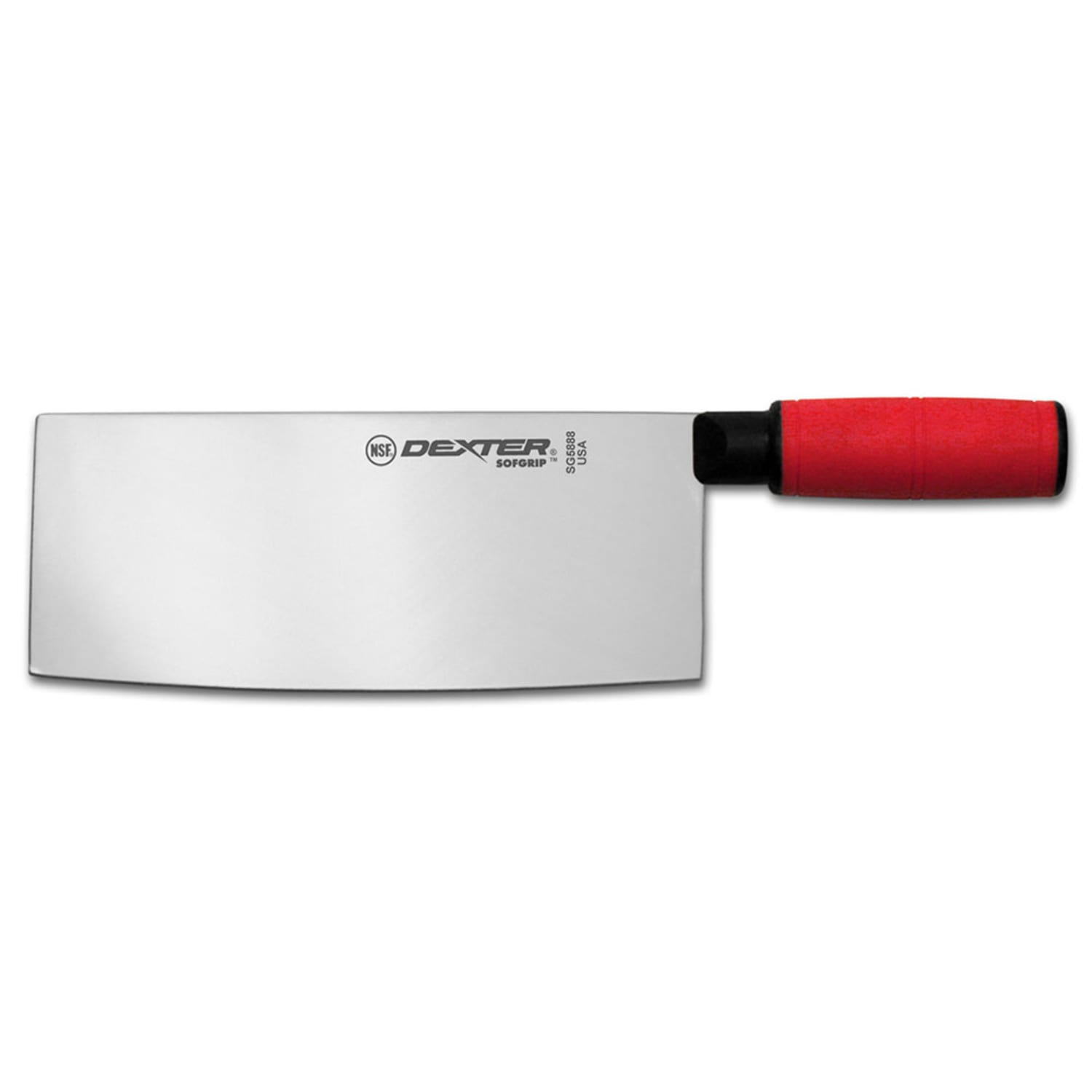 Dexter Russell SG5888R-PCP 8 Chinese Chef's/Cook's Knife w/ Red Rubber Handle, High Carbon Steel, High-Carbon Steel Blade, 8"" x 3 1/4""