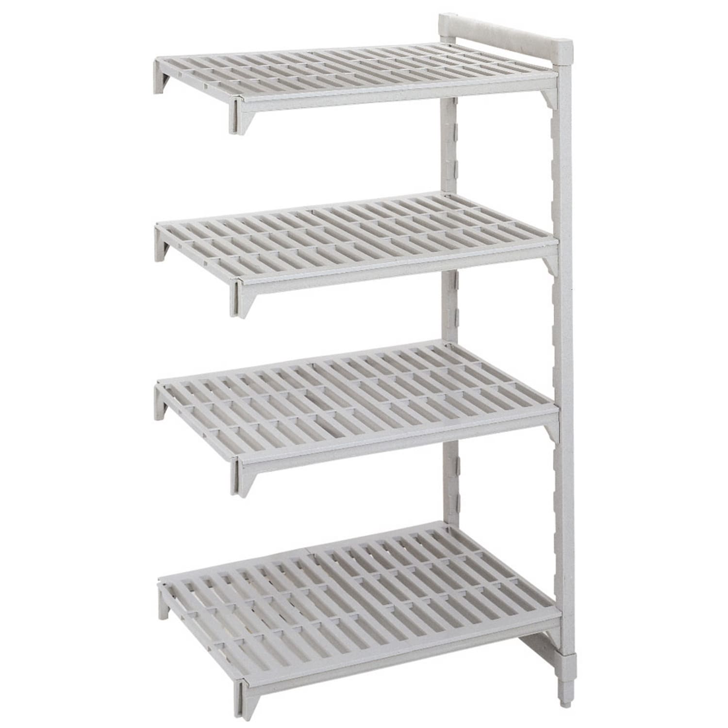 Cambro CPA214264V4480 42 NSF 4-Tier Heavy-Duty Plastic Shelving Unit - Camshelving Premium, 21W, 64H, 4 Vented Shelves, 42"" x 21"" x 64"", Gray