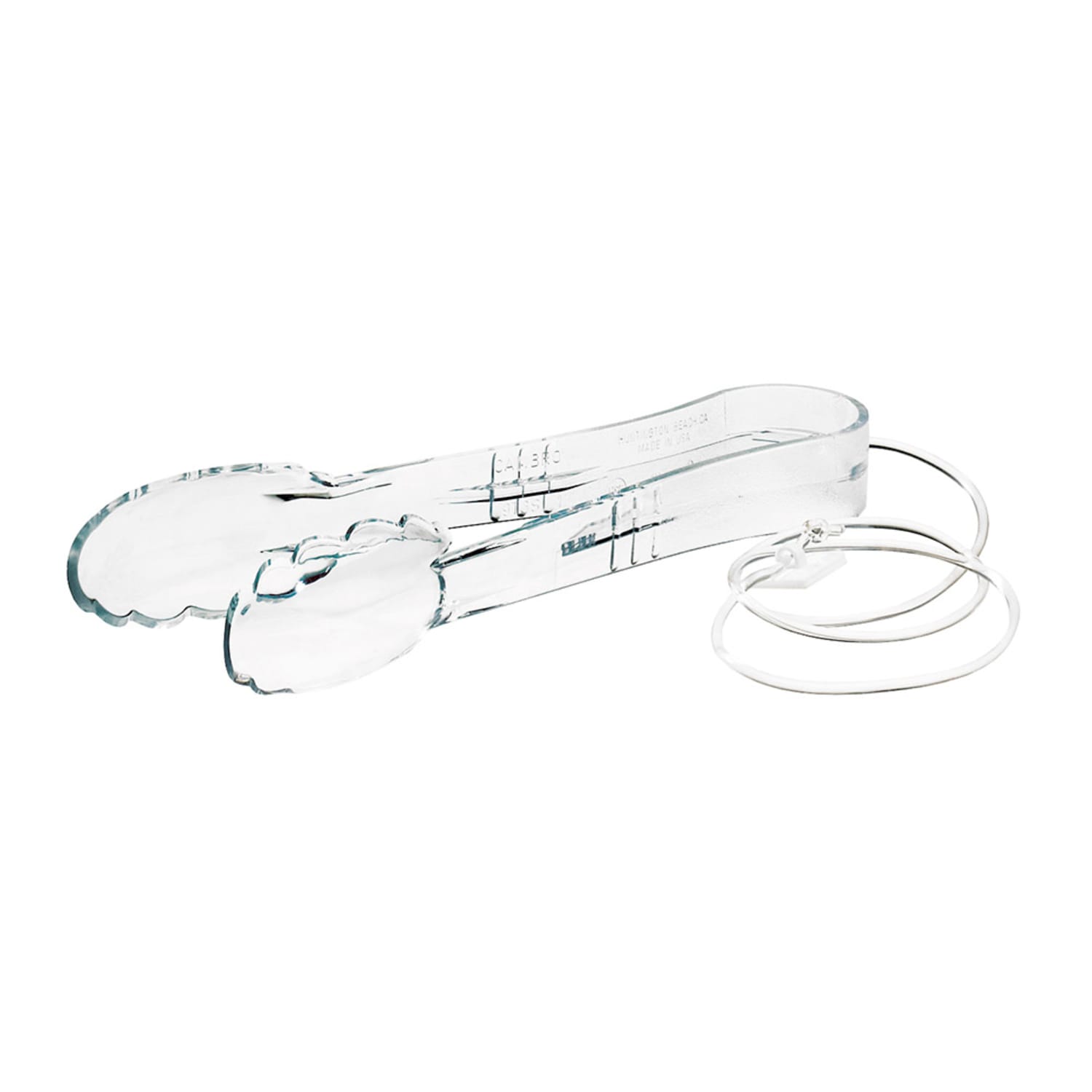 Cal-Mil 267 10L Plastic Utility Tongs Kit w/ Chain & Hook, Clear