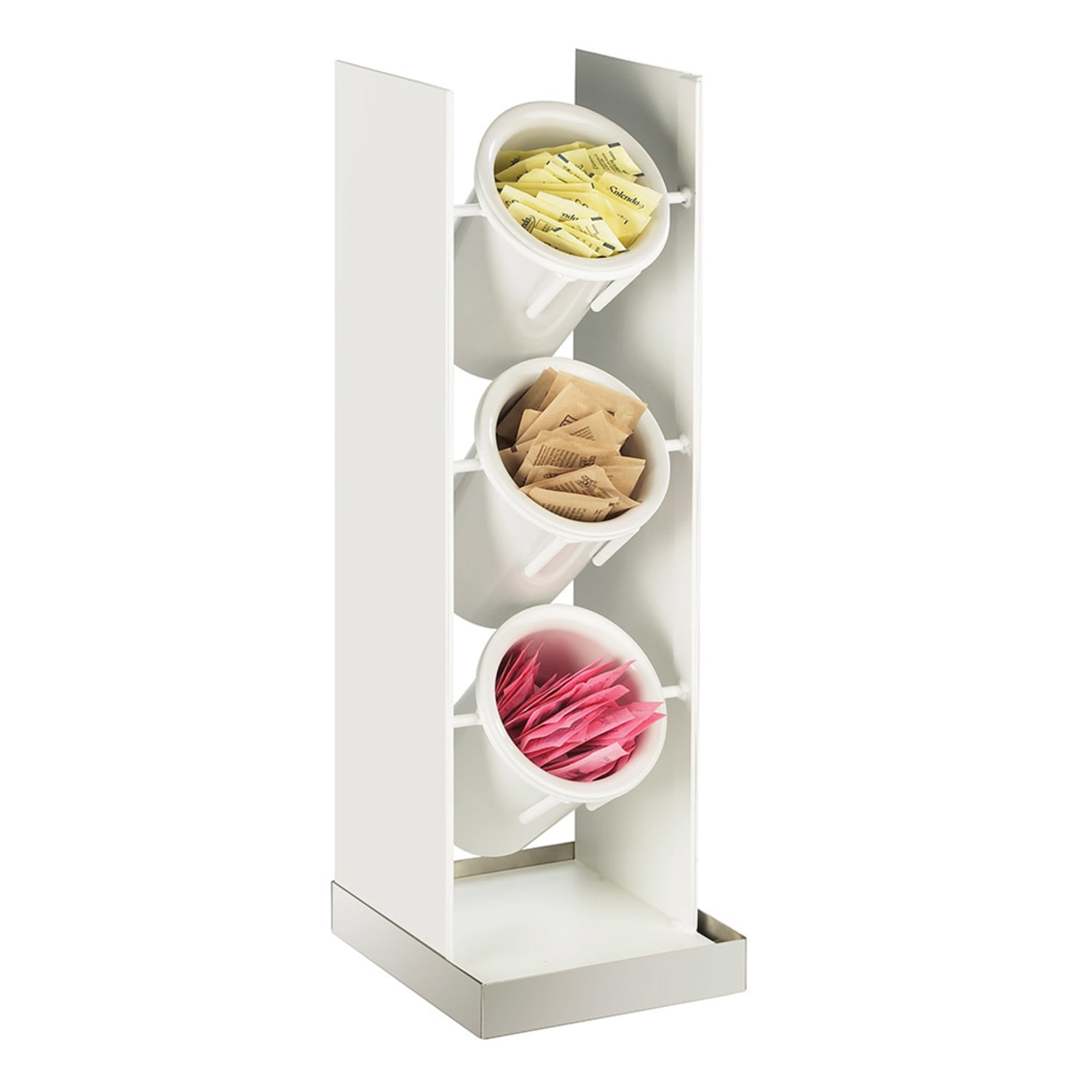 Cal-Mil 3010-55 3 Tier Luxe Vertical Cylinder Holder Only - White, Stainless Steel, Luxe White, Metal
