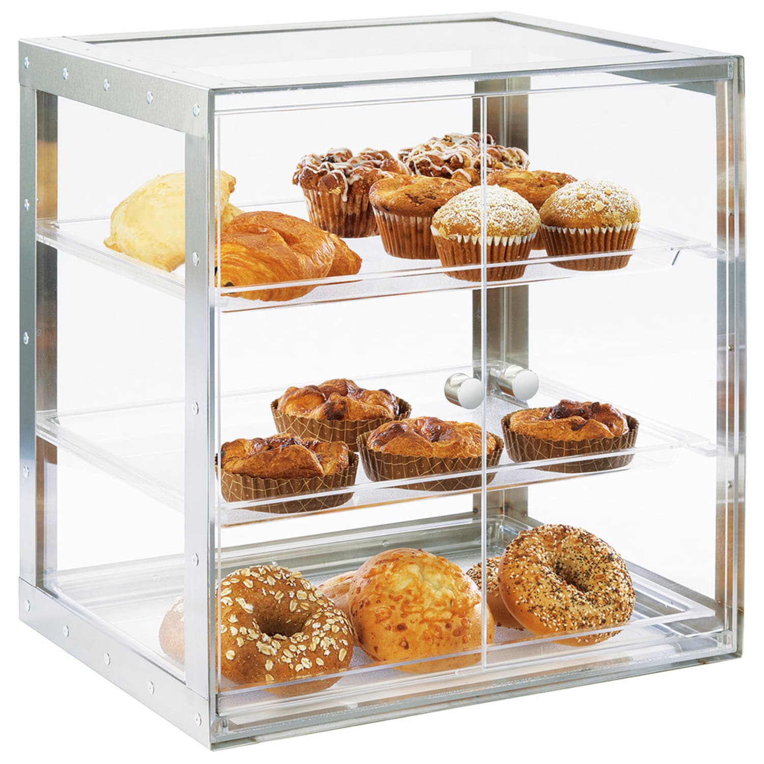 Cal-Mil 3413-55 3 Tier Self Serve Pastry Display Case - 19 1/4 x 14 1/4, Acrylic/Stainless Steel