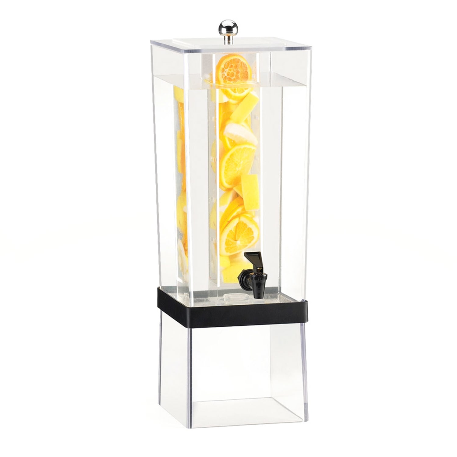 Cal-Mil 2016INF-13 3 gal Beverage Dispenser w/ Infuser - Plastic Container, Clear/Black Base, 8"" x 10"" x 24""