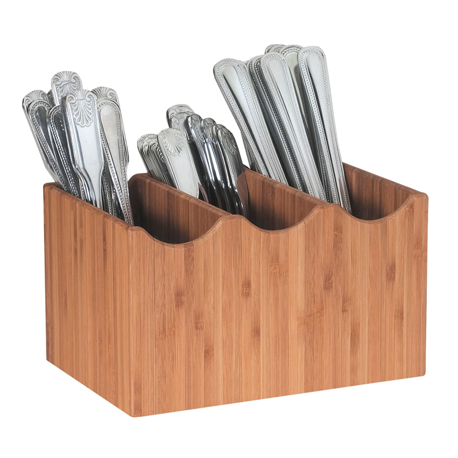 Cal-Mil 1244 Bamboo Cutlery Holder w/ 3 Slots, 8 1/4 x 5 1/2 x 4 3/4 High, Brown
