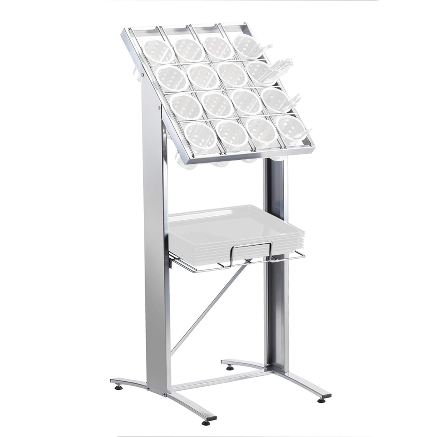 Cal-Mil 2002-74 Flatware and Tray Display Only - 20 3/4 x 24 x 50 1/4, Freestanding, Silver