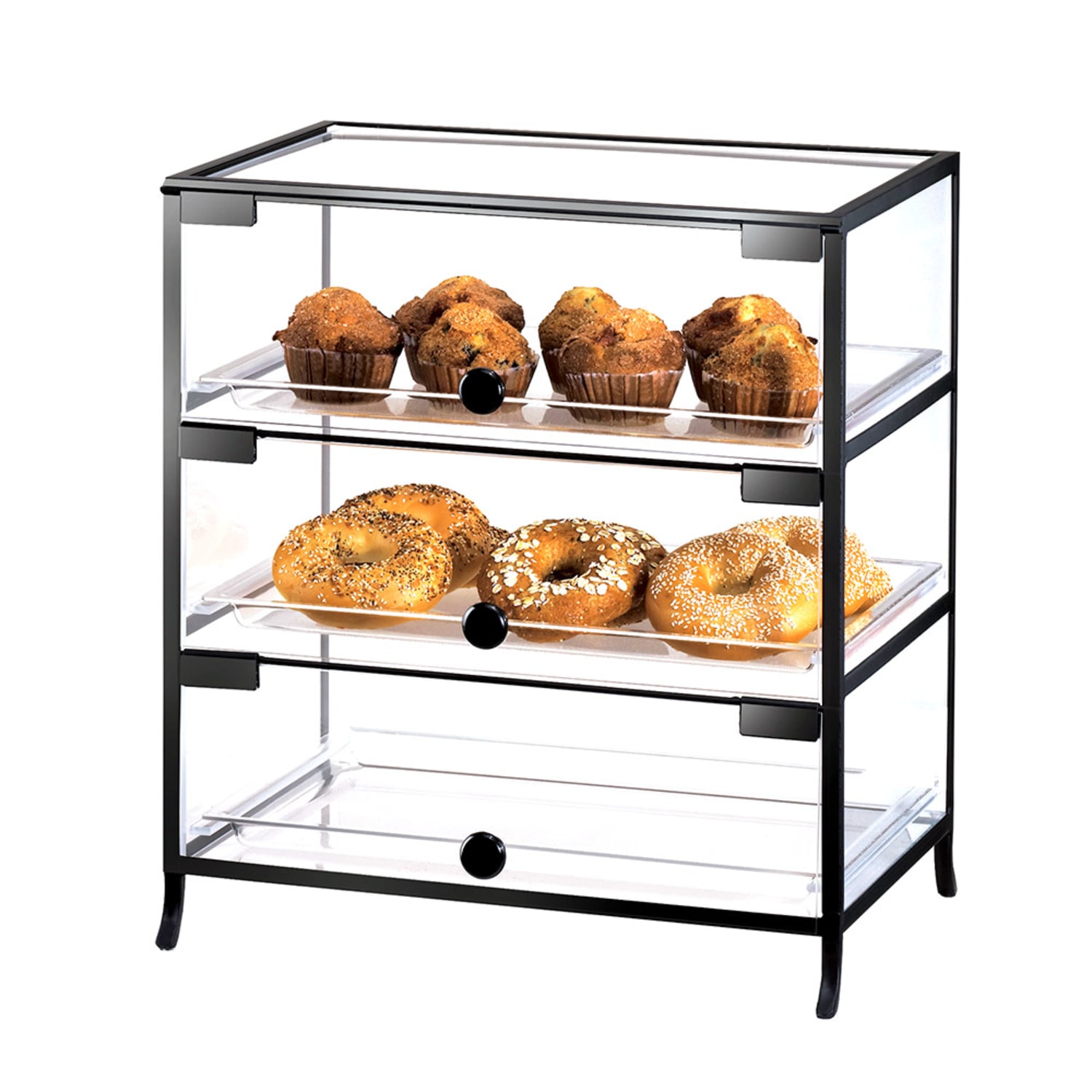 Cal-Mil 1735-1318 3 Door Elite Display Case w/ 3 Half-Size Trays & Acrylic Body