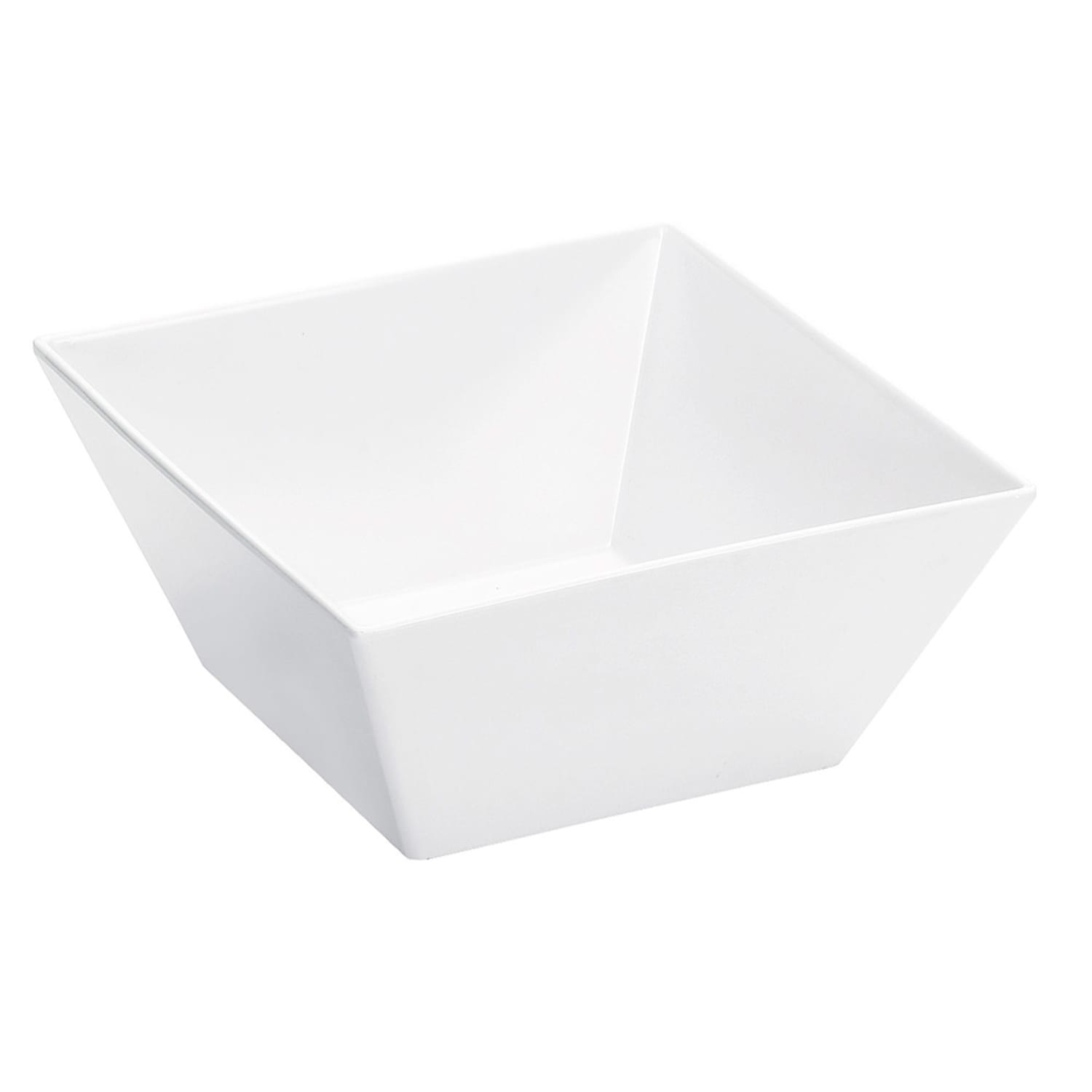 Cal-Mil SR262 4 qt Square Melamine Serving Bowl, White, Pack of 3