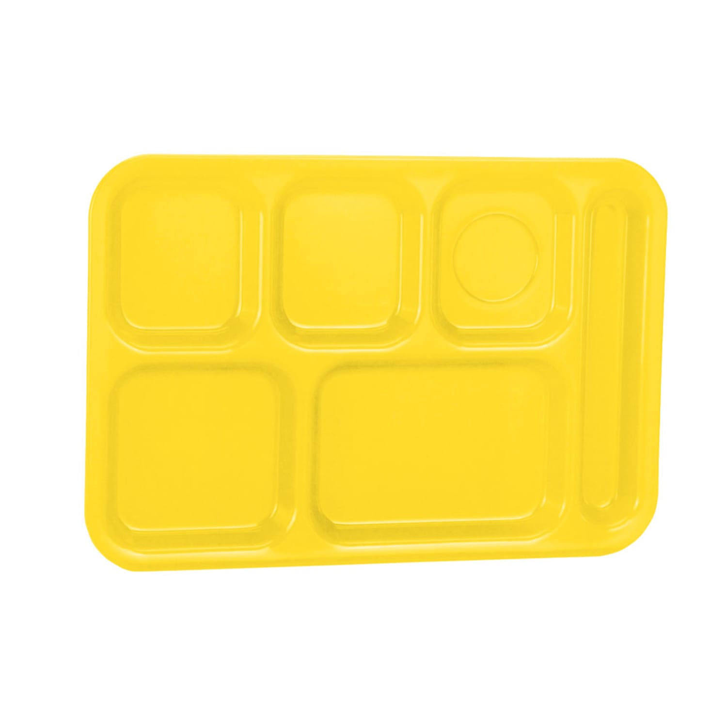 Vollrath 2015-138 Plastic Rectangular Tray w/ 6 Compartments, 14 3/4 x 9 7/8, Bright Yellow, Pack of 24