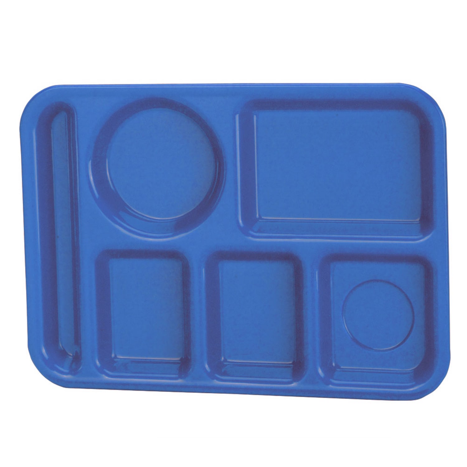 Vollrath 2614-04 Plastic Rectangular Tray w/ 6 Compartments, 13 3/4 x 9 3/4, Blueberry, Pack of 24