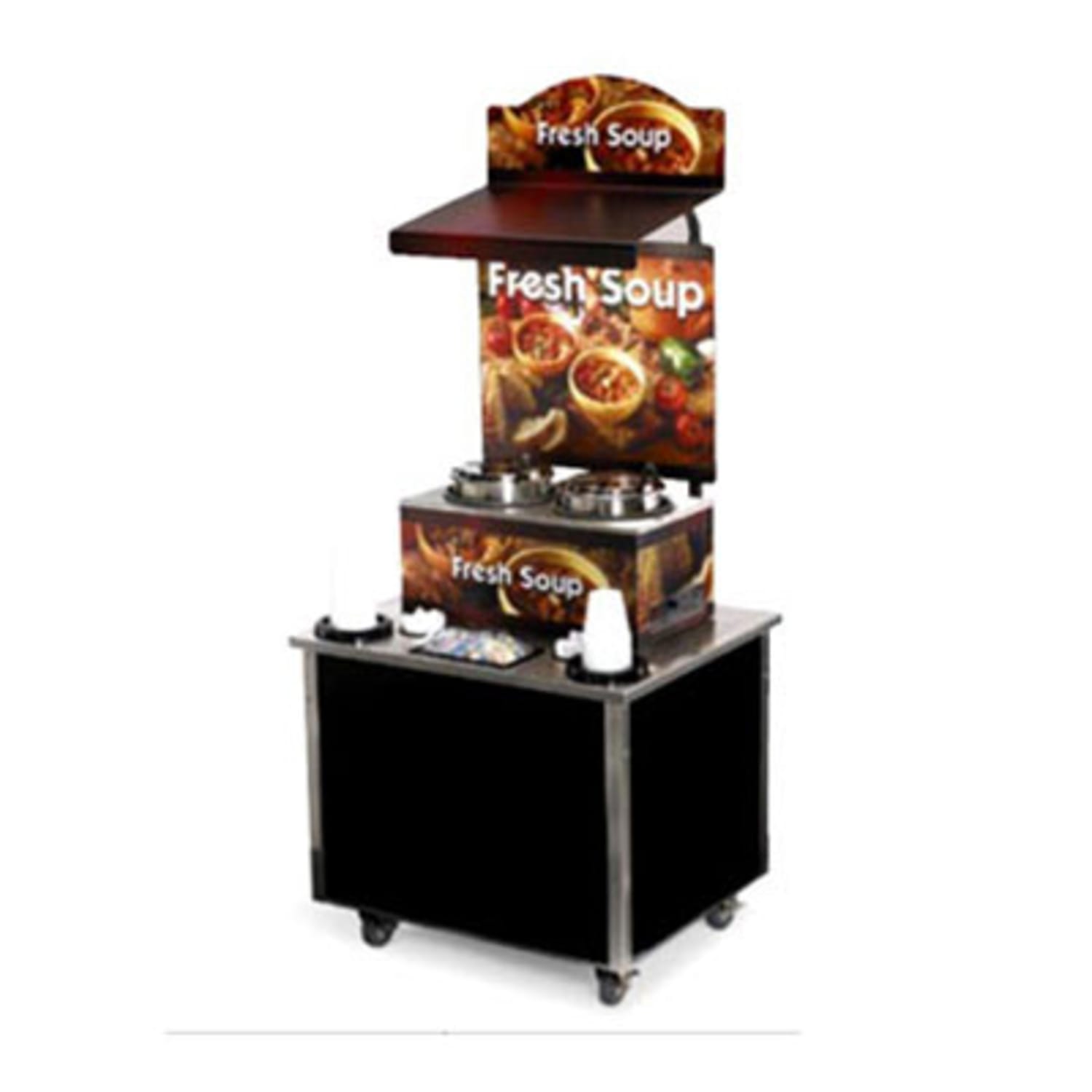 Vollrath 3702803 Soup Kiosk Merchandiser with Country Kitchen Graphics - Cup/Bowl Dispenser, 34 x 28 x 78, Stainless Steel, 120 V