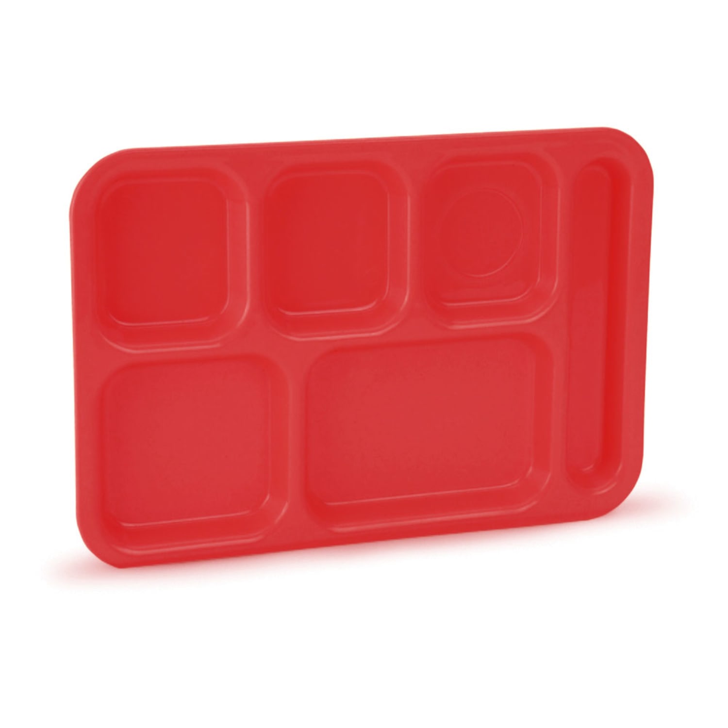 Vollrath 2615-02 Plastic Rectangular Tray w/ 6 Compartments, 13 3/4 x 9 3/4, Red, Pack of 24