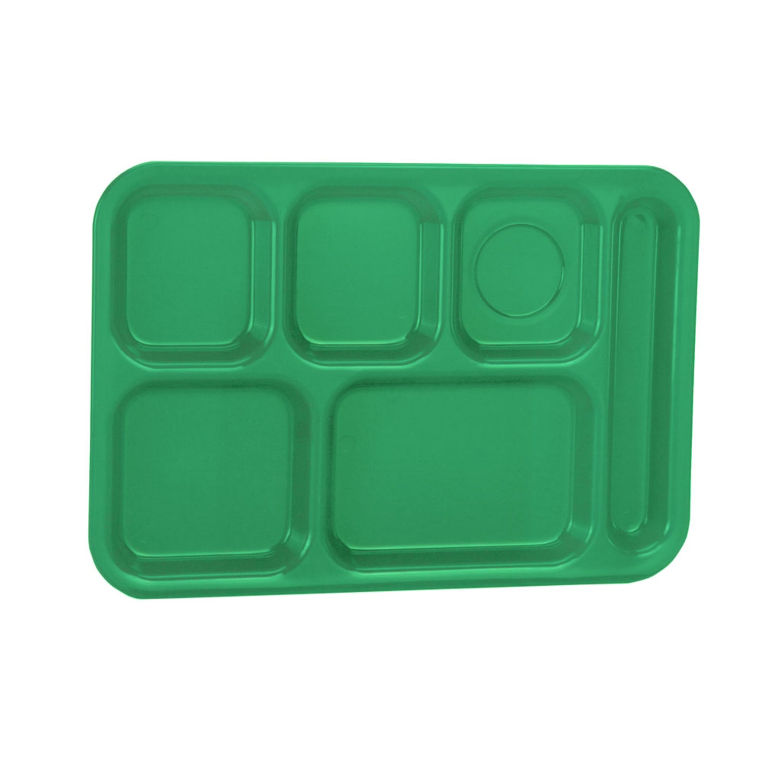 Vollrath 2015-119 Plastic Rectangular Tray w/ 6 Compartments, 14 3/4 x 9 7/8, Bright Green, Pack of 24
