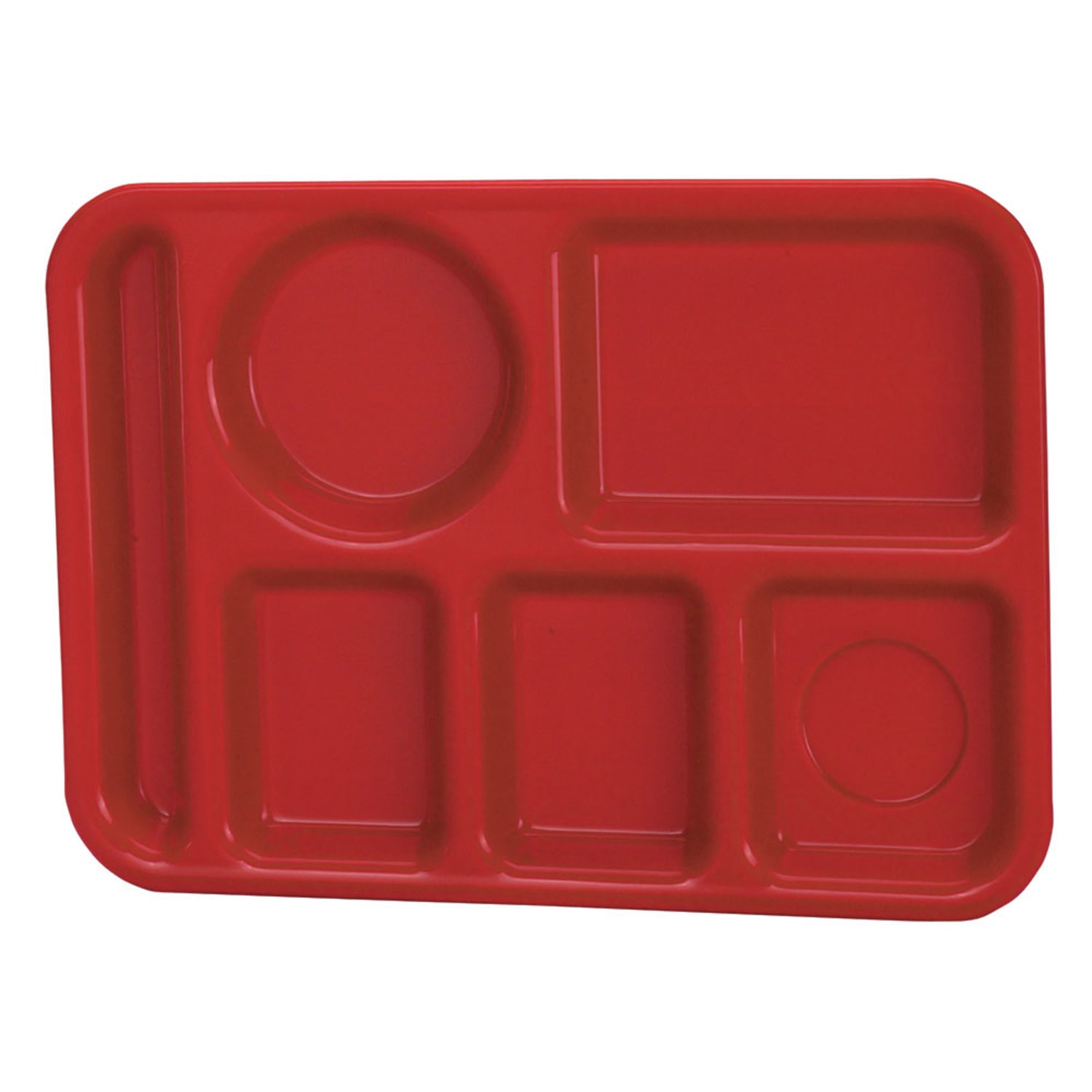 Vollrath 2614-02 Plastic Rectangular Tray w/ 6 Compartments, 13 3/4 x 9 3/4, Red, Pack of 24