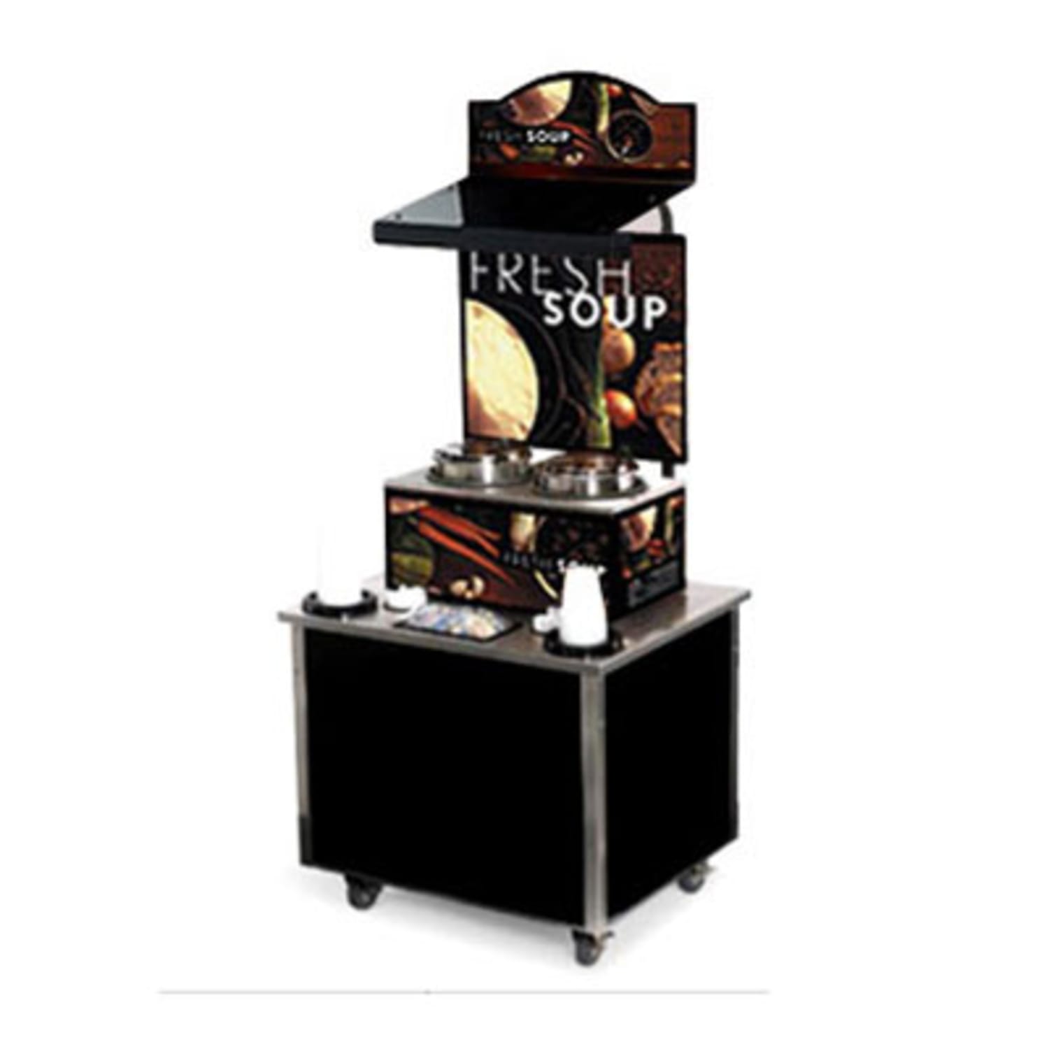 Vollrath 3702802 Soup Kiosk Merchandiser with Tuscan Graphics - Cup/Bowl Dispenser, 34 x 28 x 78, Stainless Steel, 120 V