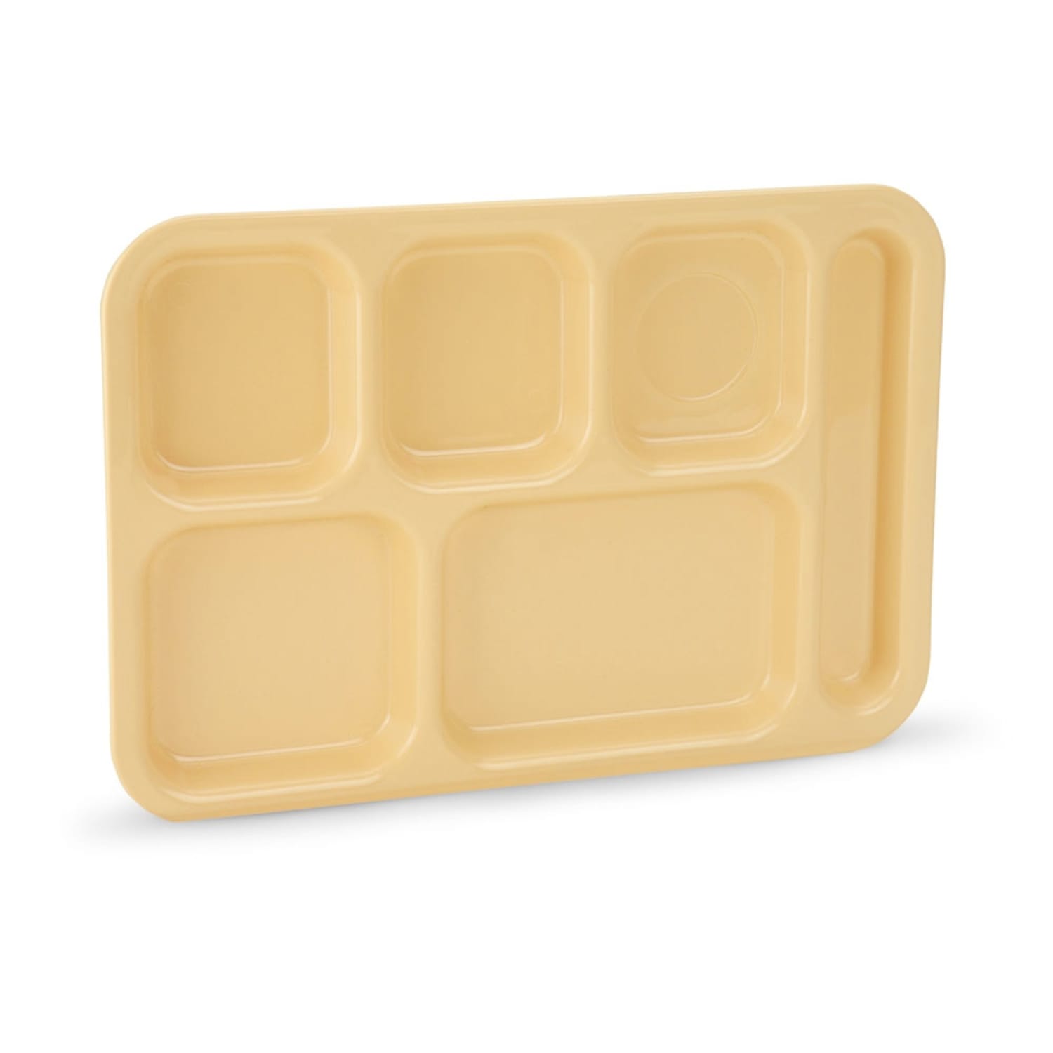 Vollrath 2615-09 Plastic Rectangular Tray w/ 6 Compartments, 13 3/4 x 9 3/4, Tan, Beige, Pack of 24