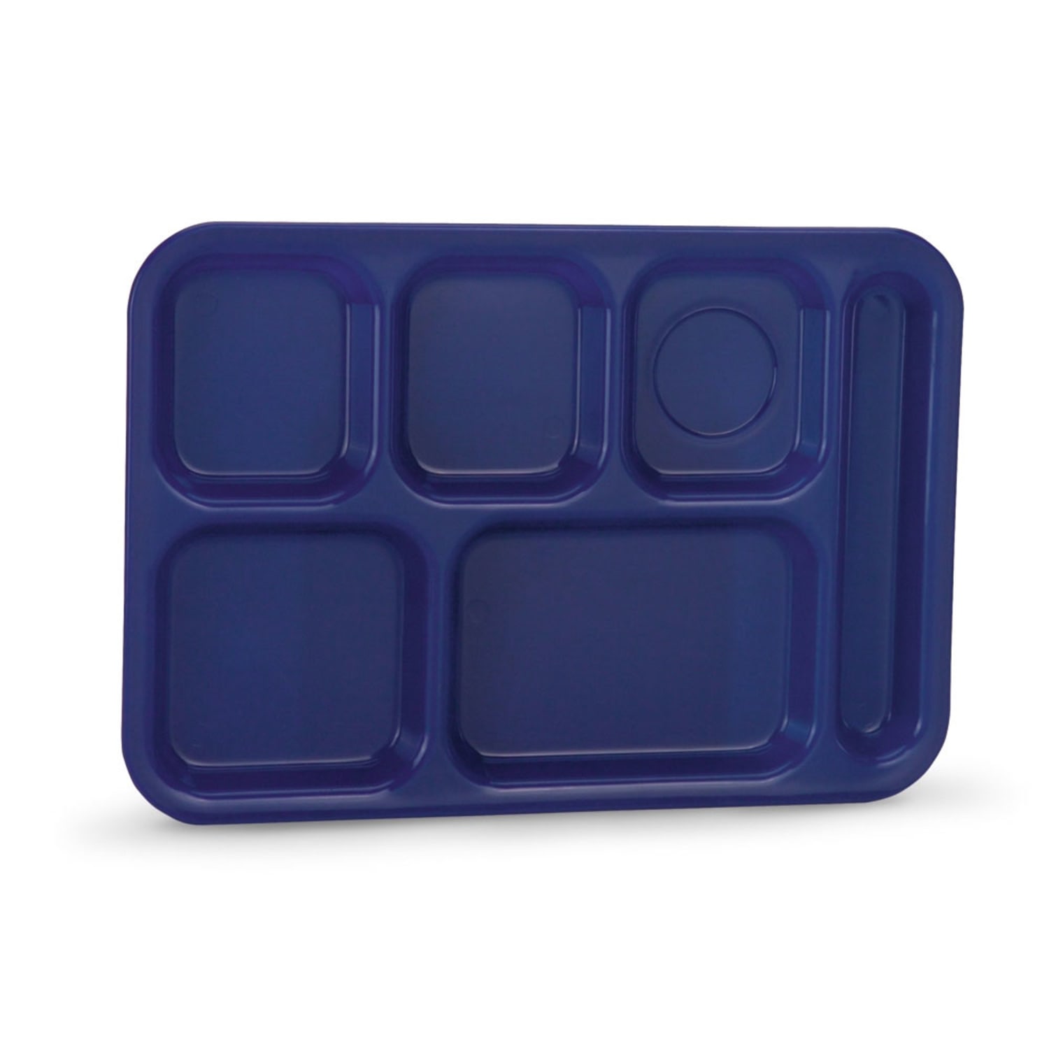 Vollrath 2015-104 Plastic Rectangular Tray w/ 6 Compartments, 14 3/4 x 9 7/8, Bright Blue, Pack of 24