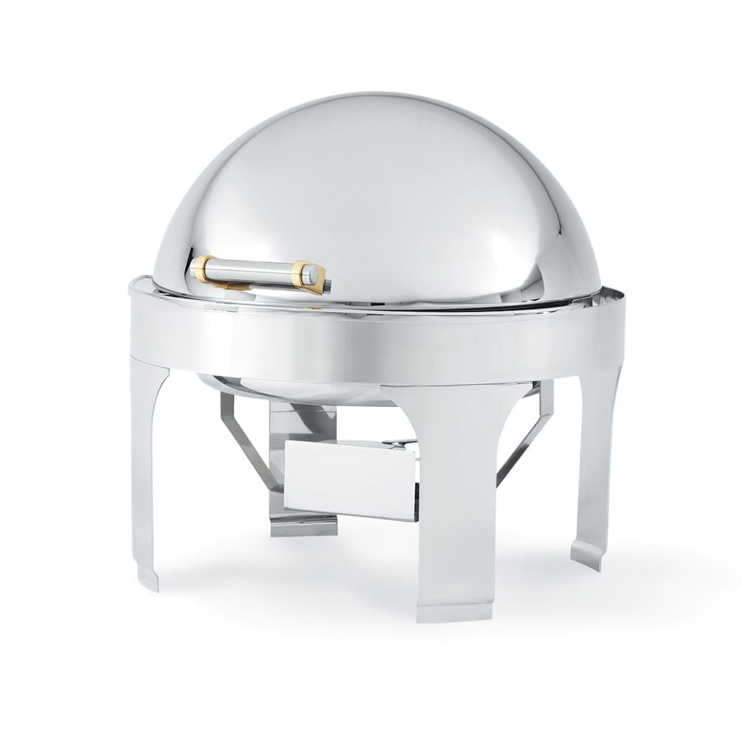 Vollrath 46265 Round Chafer w/ Roll-Top Lid & Chafing Fuel Heat, Brass Trim, Stainless Steel