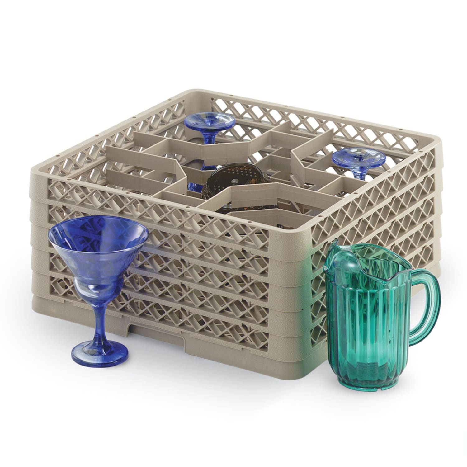 Vollrath TR13KKKKK Traex Glass Rack w/ 5 Compartments - 5 Extenders, Beige, Pack of 2
