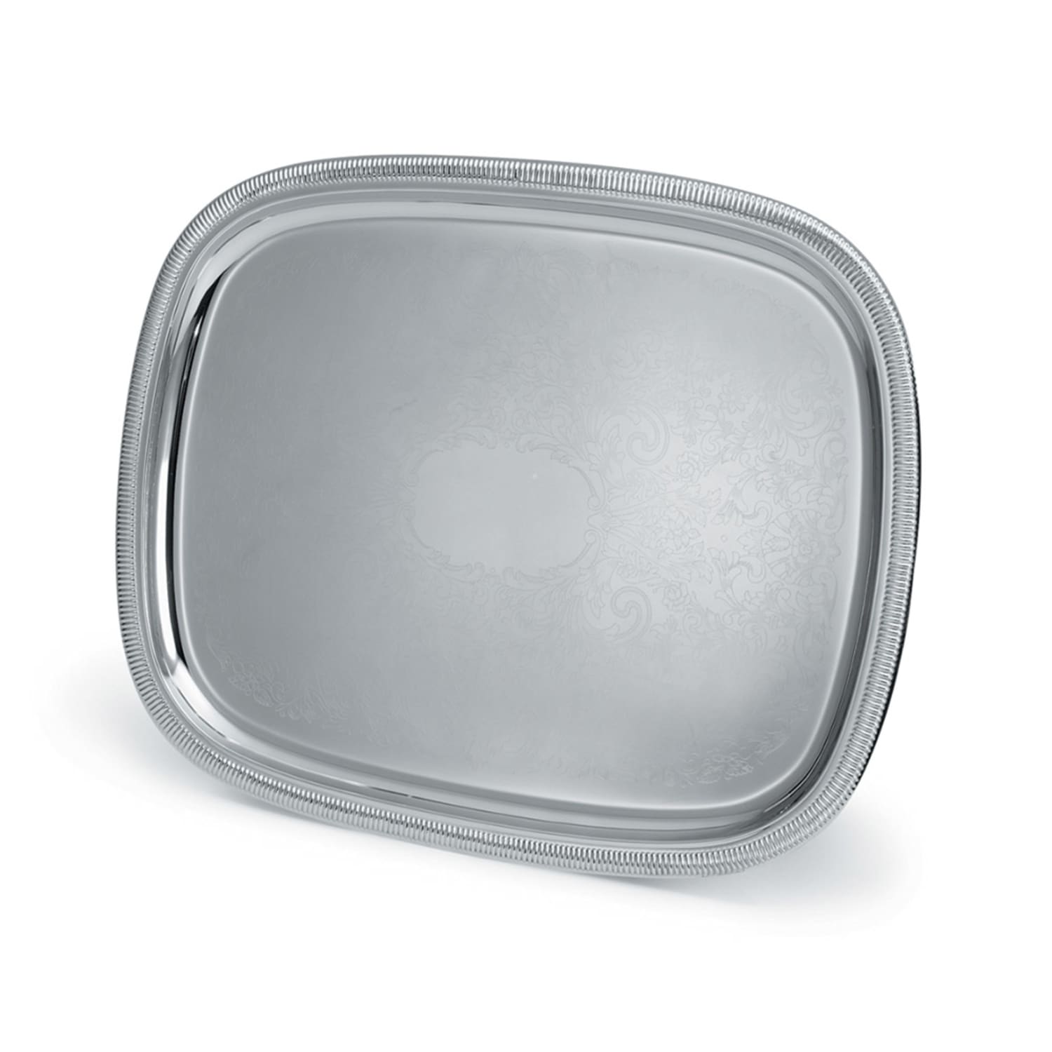 Vollrath 82120 Oblong Serving Tray - 17 7/8 x 13 7/8 Gadroon Edge, 18 ga Stainless, Silver