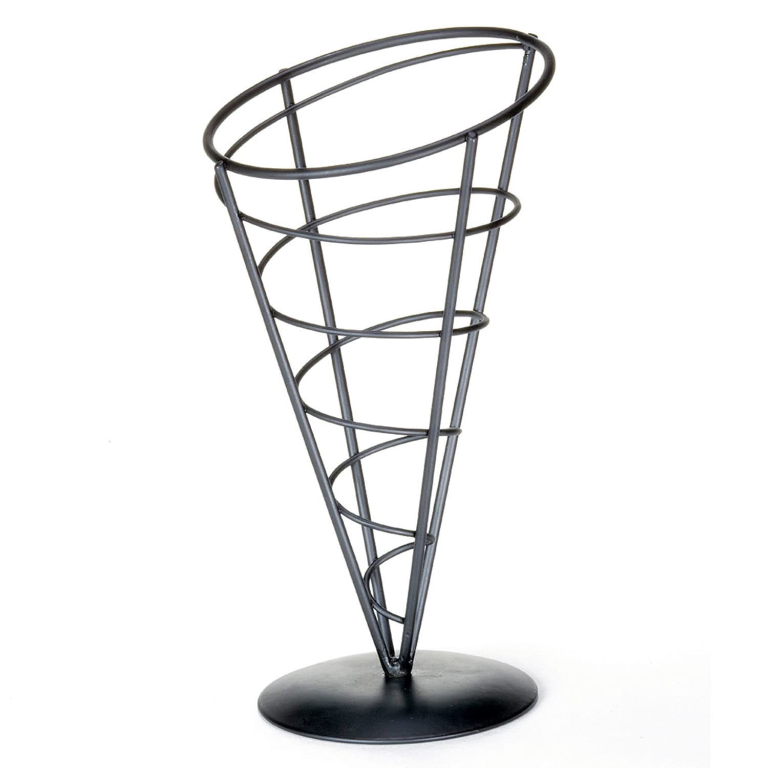 Tablecraft AC59 Vertigo Collection Appetizer Cone, 5 x 9 in, Black Powder Coated Metal