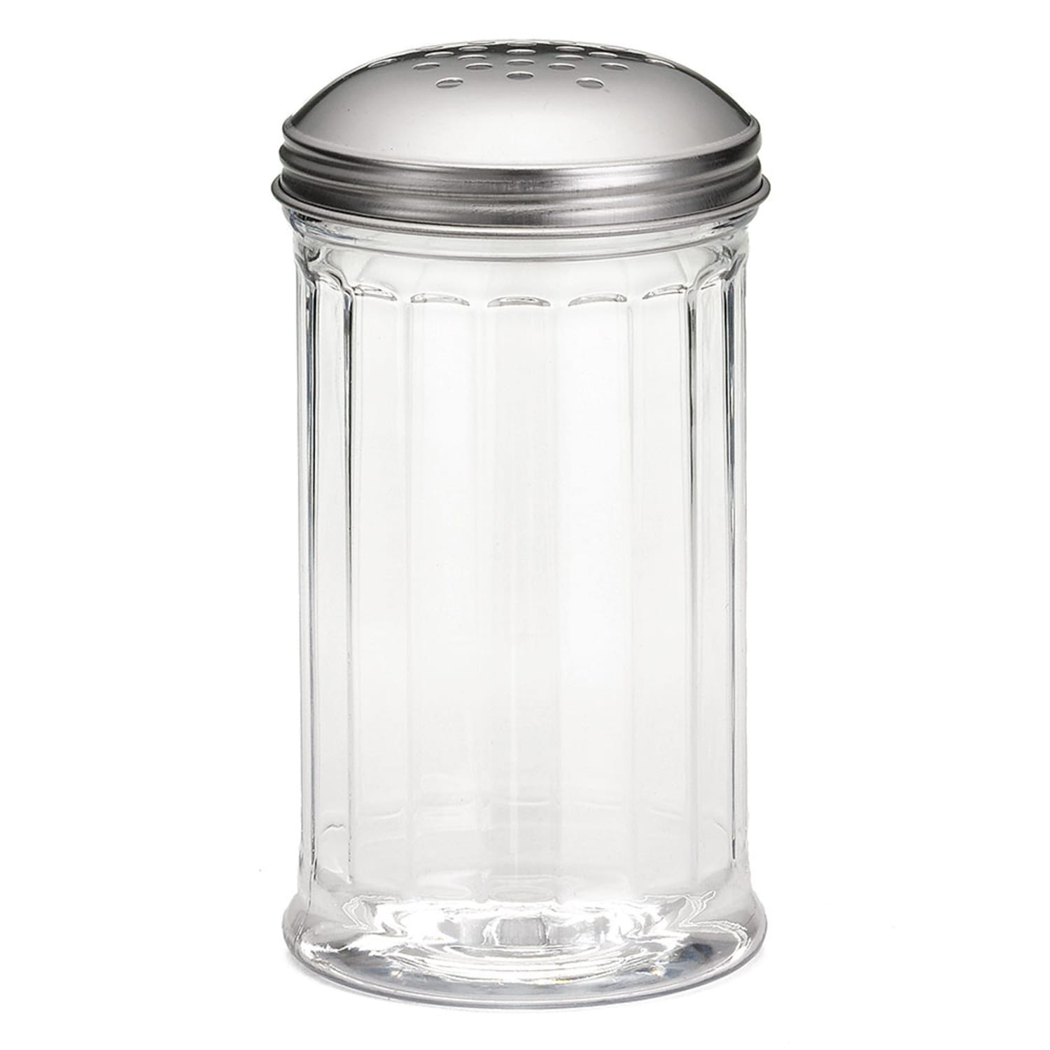 Tablecraft P800 12 oz Polycarbonate Shaker w/ Stainless Steel Perforated Top, Clear, 2 Dozen