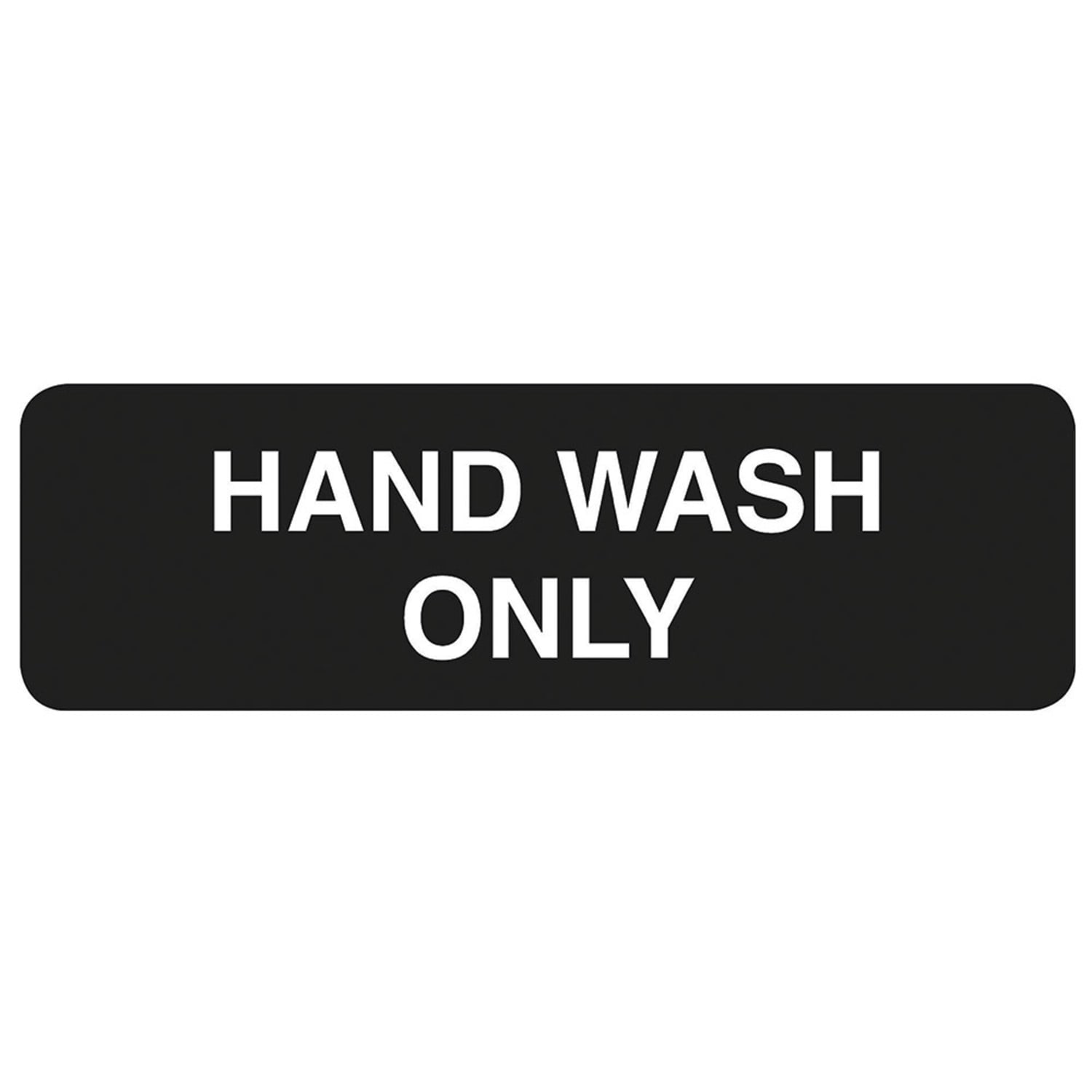 Tablecraft 394554 Hand Wash Only Sign - 3 x 9, White On Black