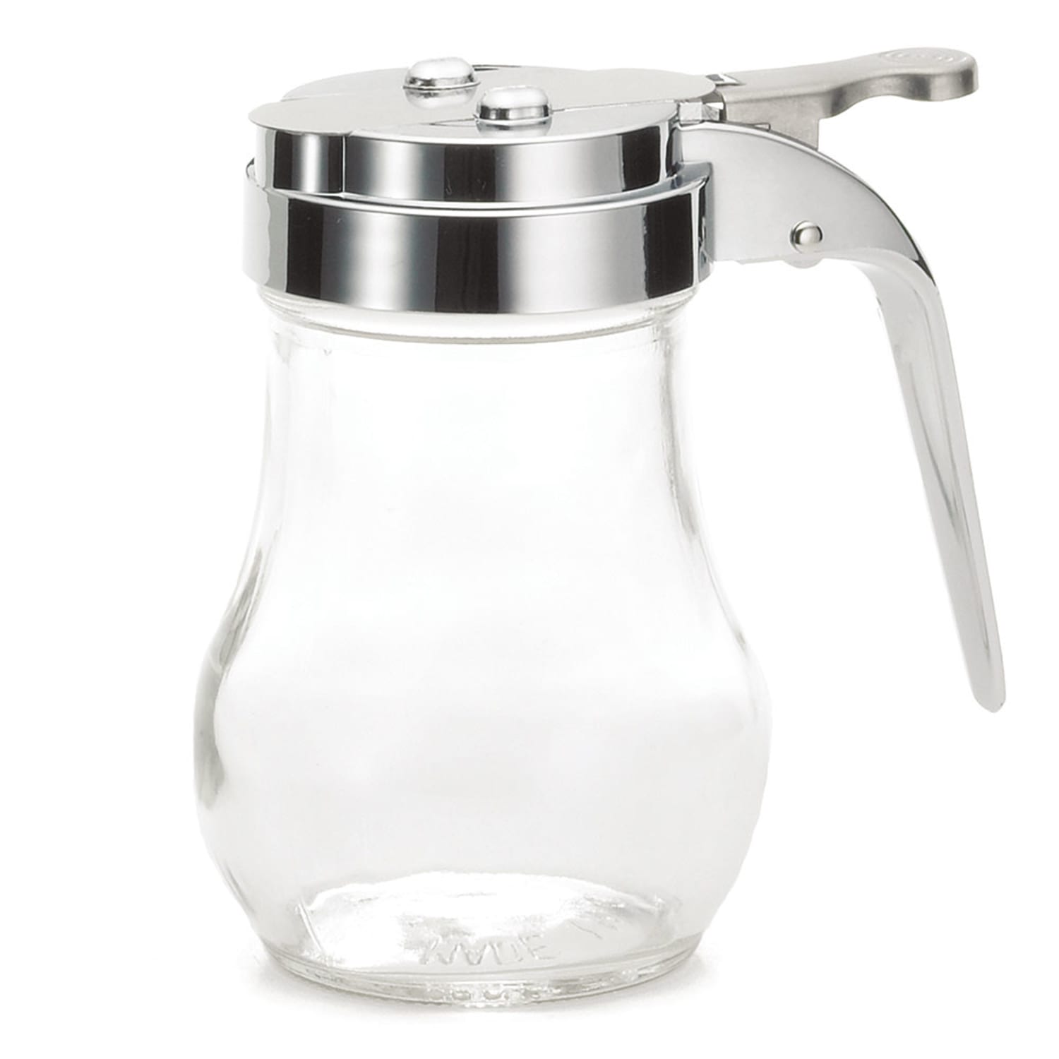 Tablecraft 406CP 6 oz Teardrop Dripcut Server - Glass, Chrome ABS Top, Clear, 1 Dozen