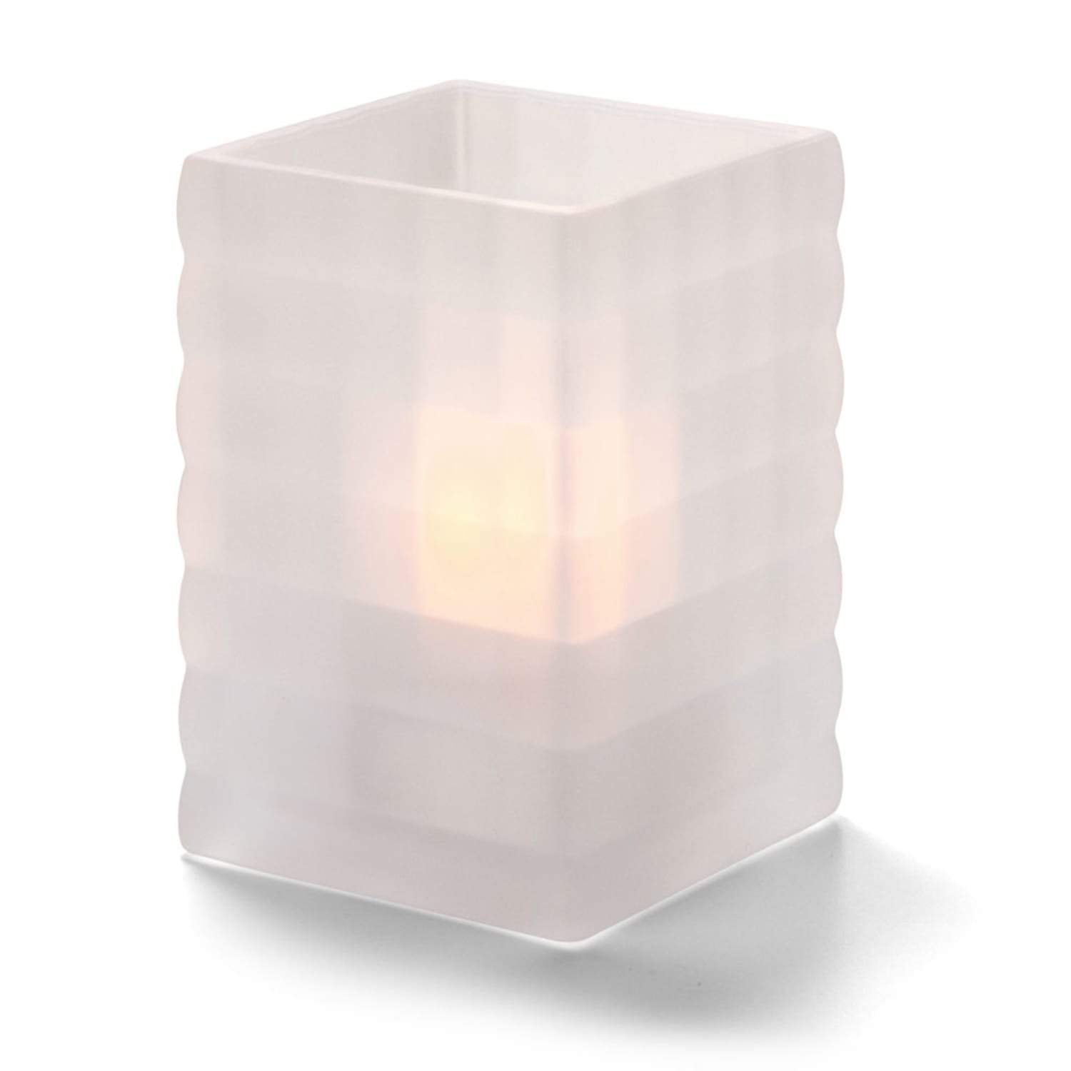 Hollowick 1533SC Square Optic Block Glass Lamp, 2 5/8W x 3 3/4H, Satin Crystal, White