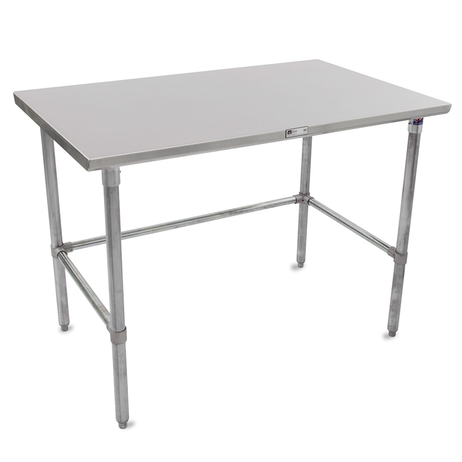 John Boos ST6-3030GBK-X 30 16 ga Work Table w/ 300 Series Stainless Steel Flat Top, Galvanized Base, Adjustable Bracings
