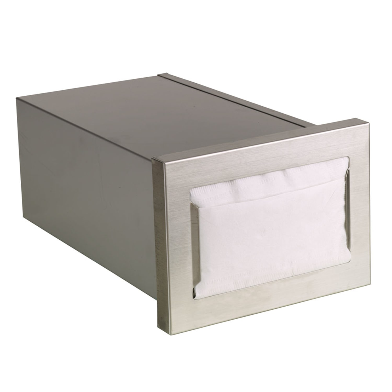 Dispense-Rite CMND-1 Napkin Dispenser, Built-In, Holds 4 1/2 to 5 X 6 1/2 Napkins, Horizontal, Silver