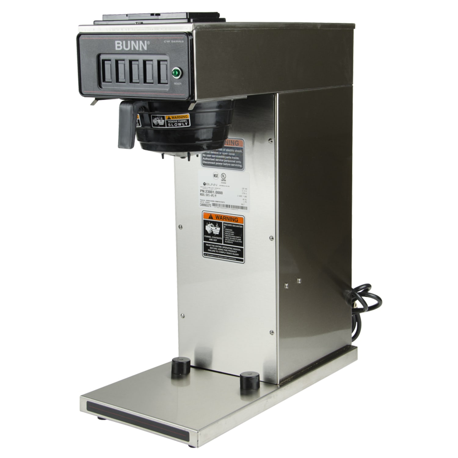 Bunn CW-15APS Pourover Coffee Brewer for Airpots, w/ 3 4/5 gal/hr Capacity, 120v, Silver